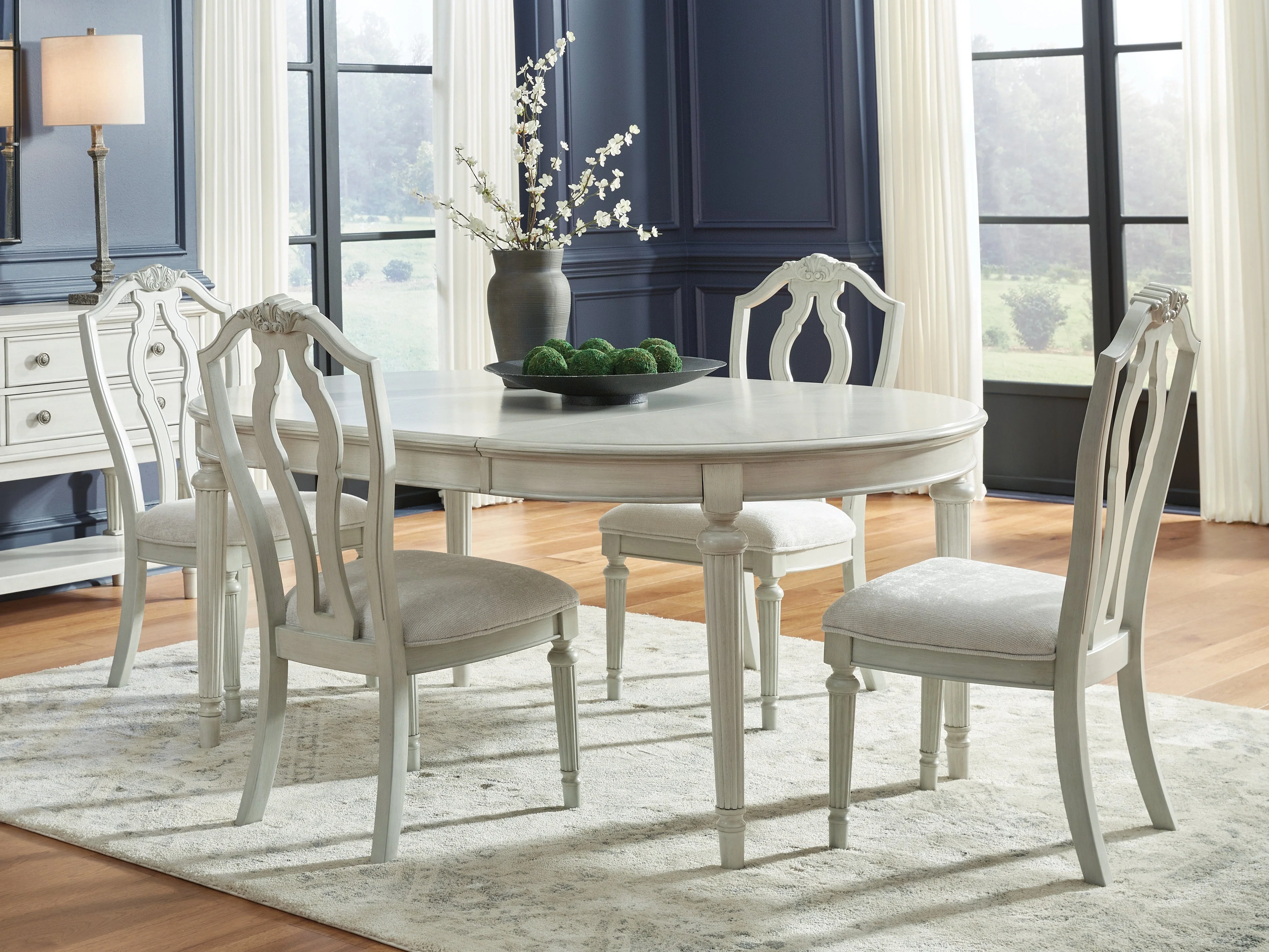 Montelaine Antique White Dining Table and 4 Chairs - Image 2