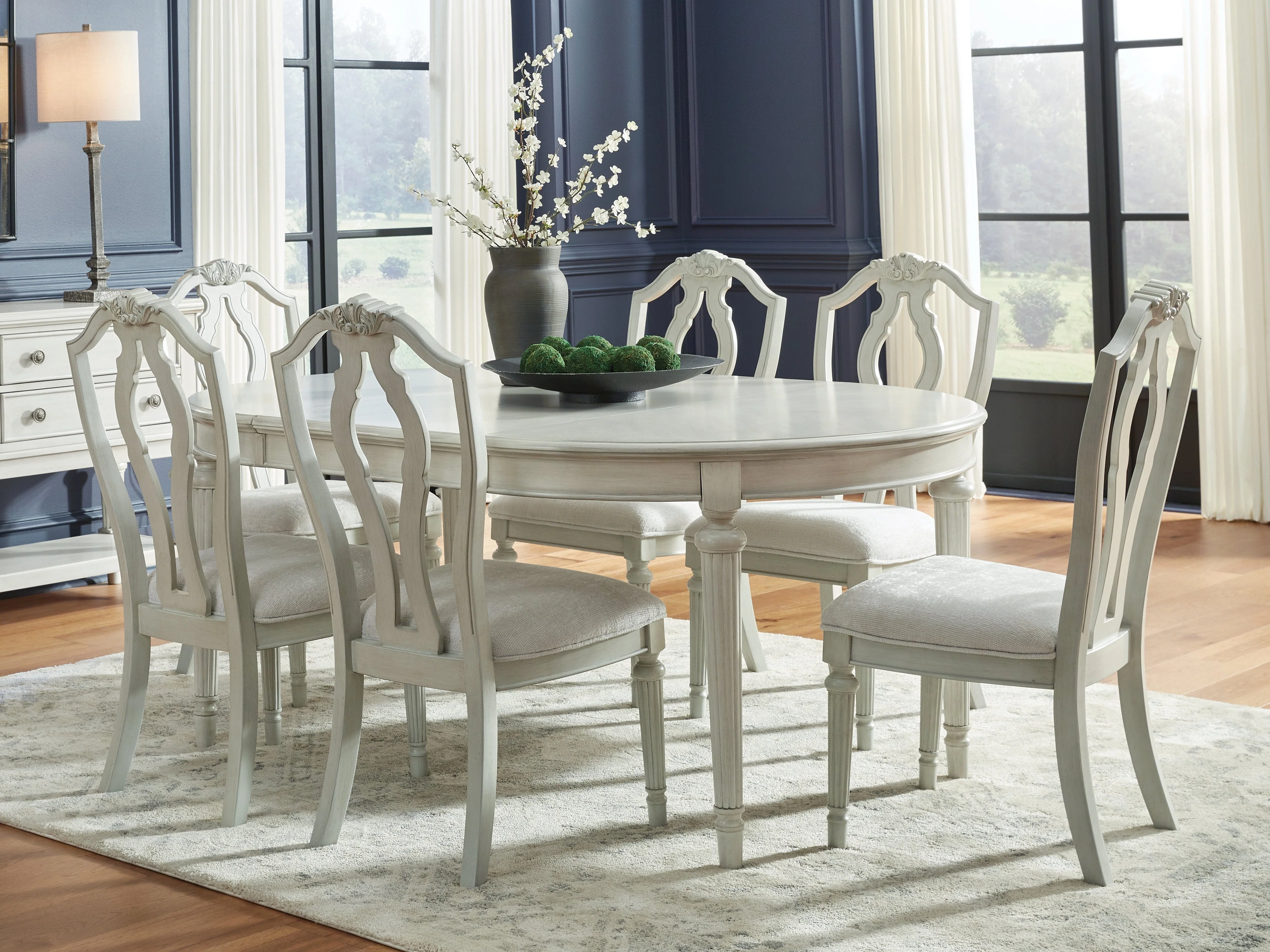 Montelaine Antique White Dining Table and 6 Chairs - Image 2