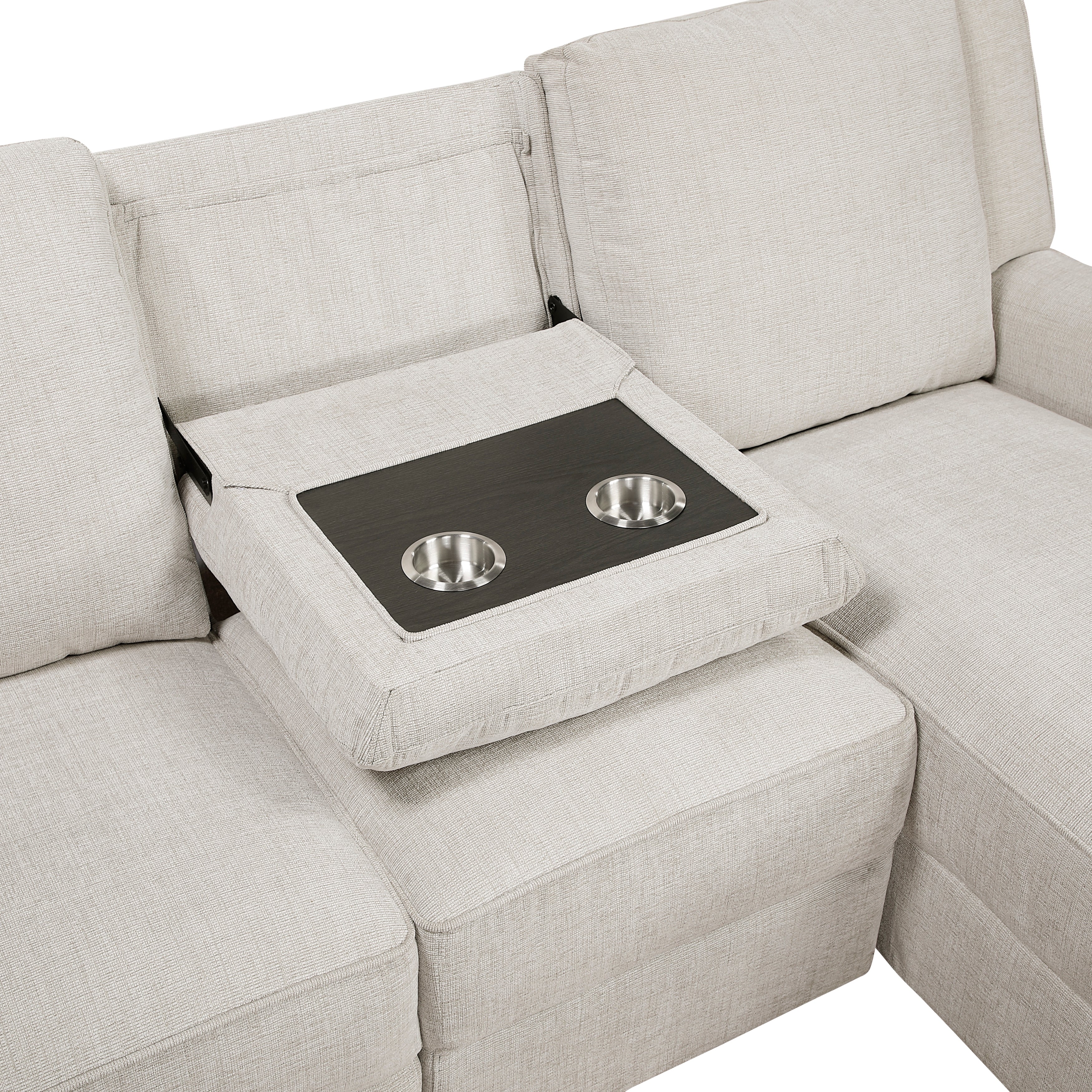 Monterey Beige Chenille Reclining Sectional with Right Chaise - Image 10