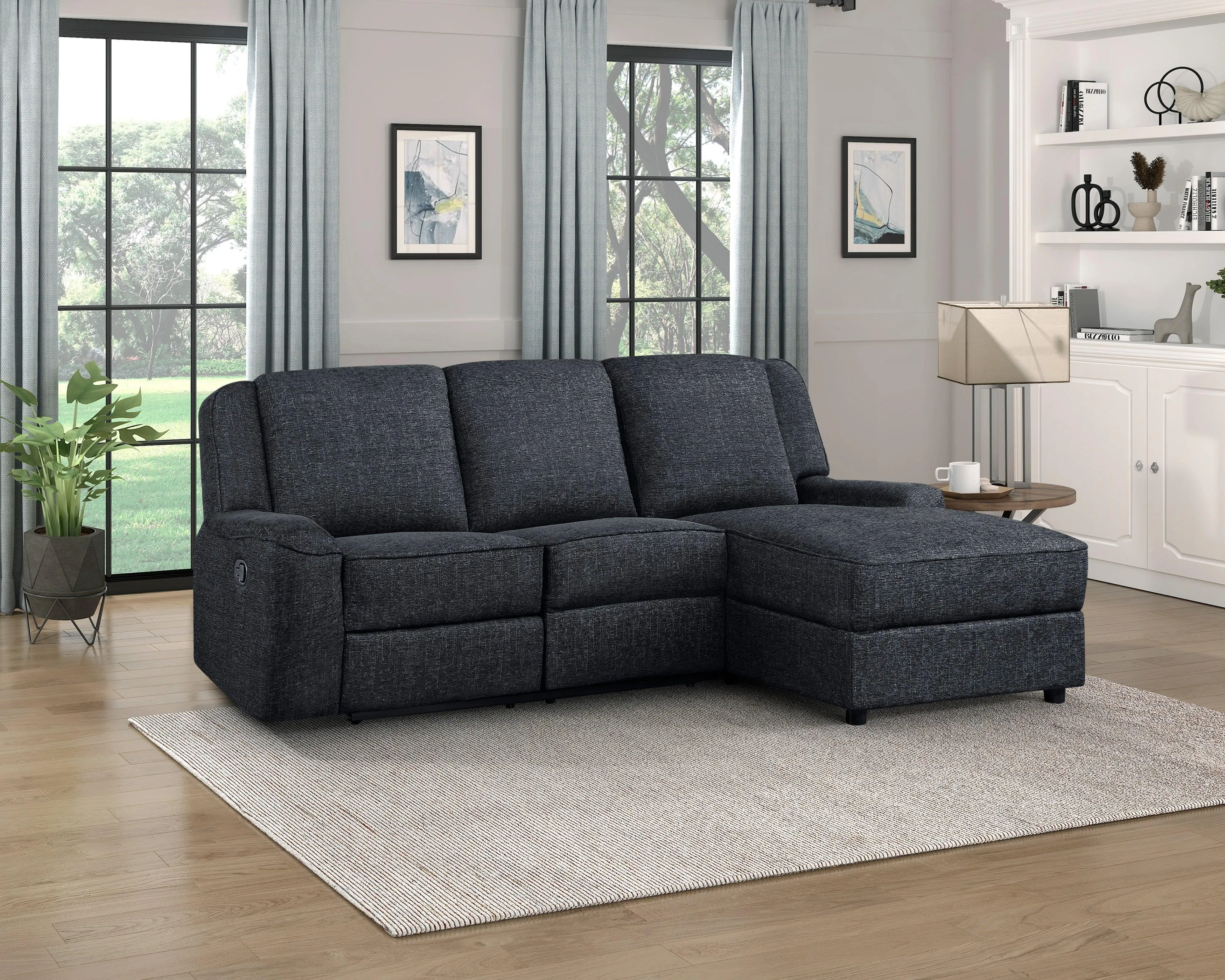 Monterey Black 2-Piece Reclining Sectional with Right Chaise