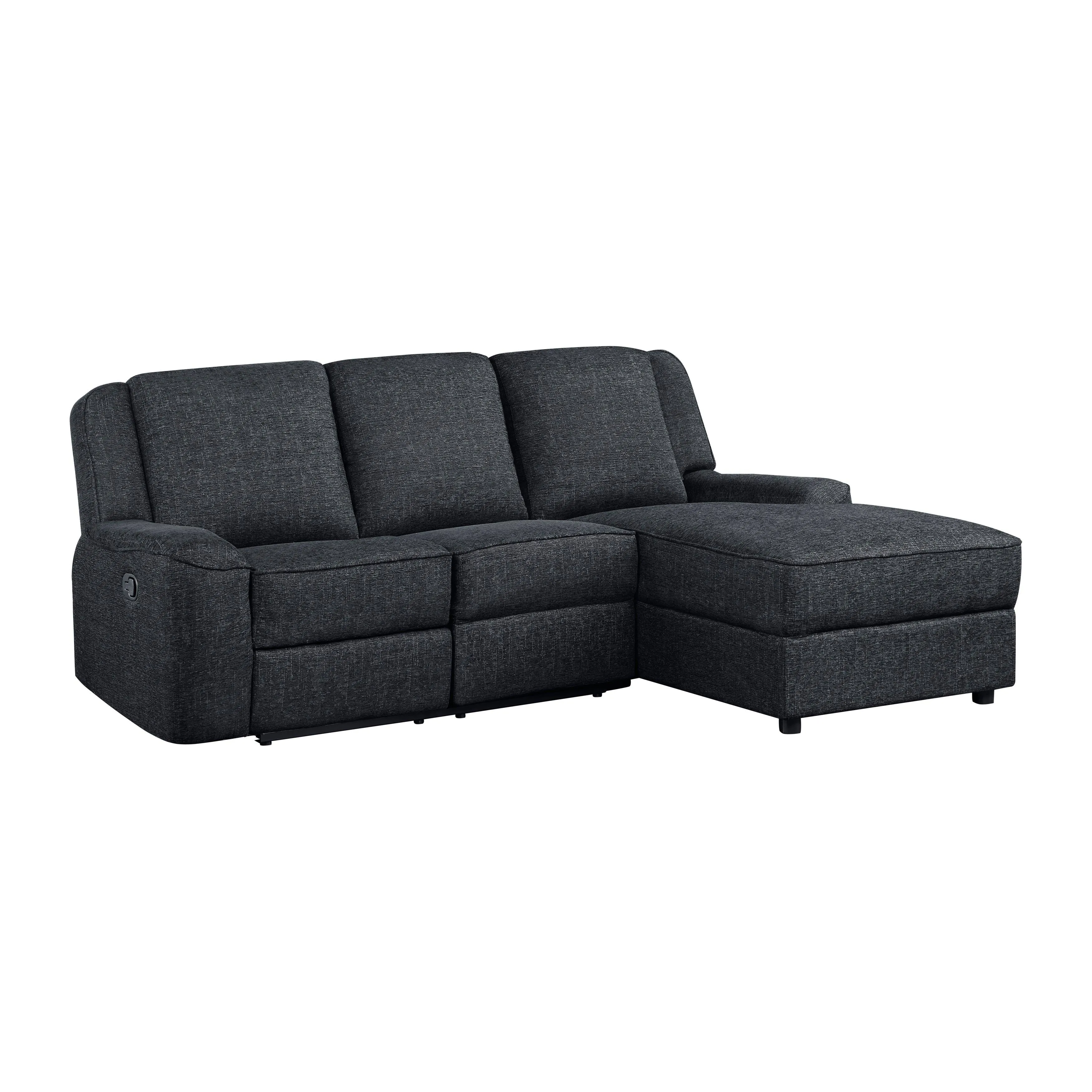 Monterey Black 2-Piece Reclining Sectional with Right Chaise - Image 2