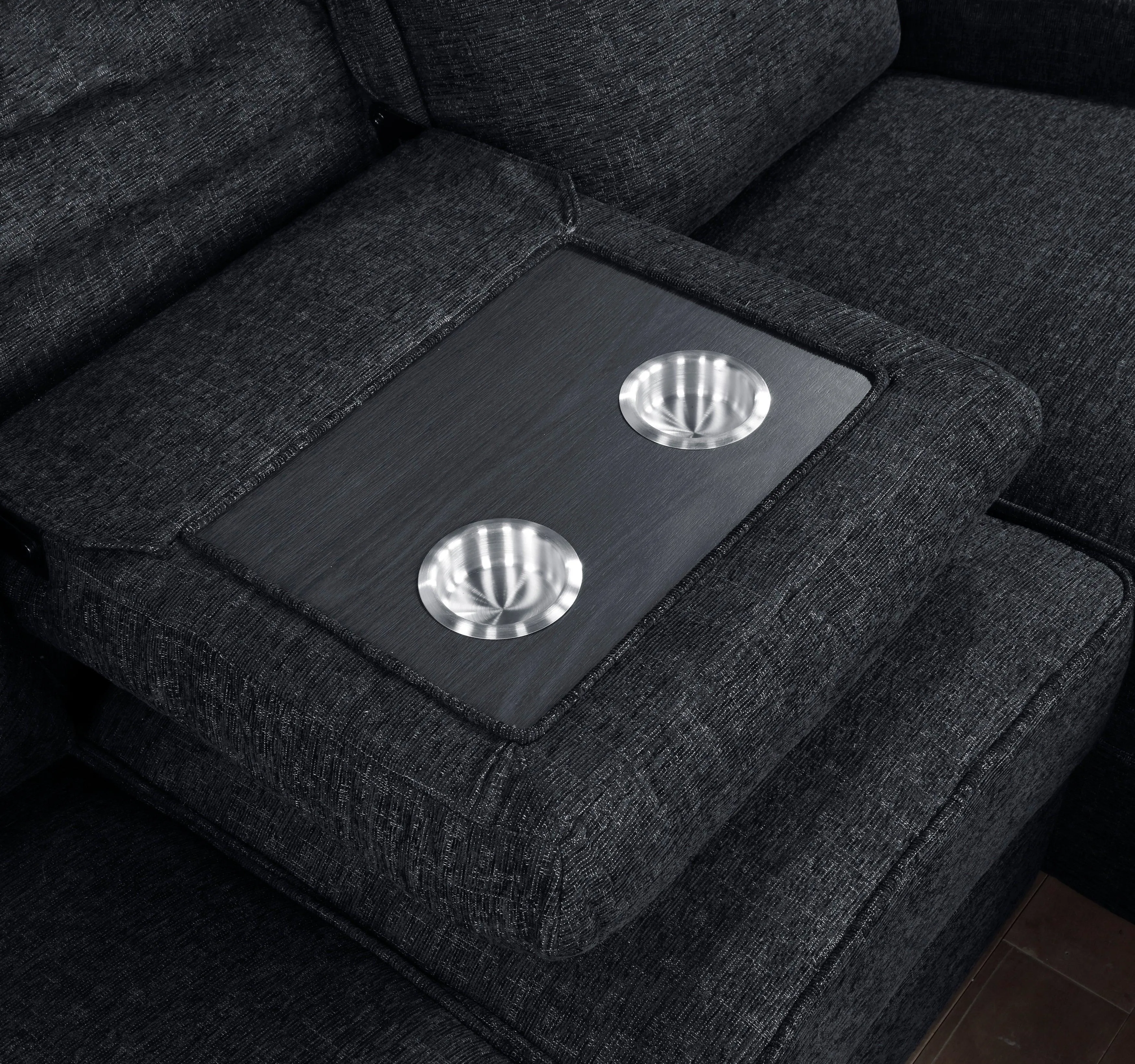 Monterey Black 2-Piece Reclining Sectional with Right Chaise - Image 3