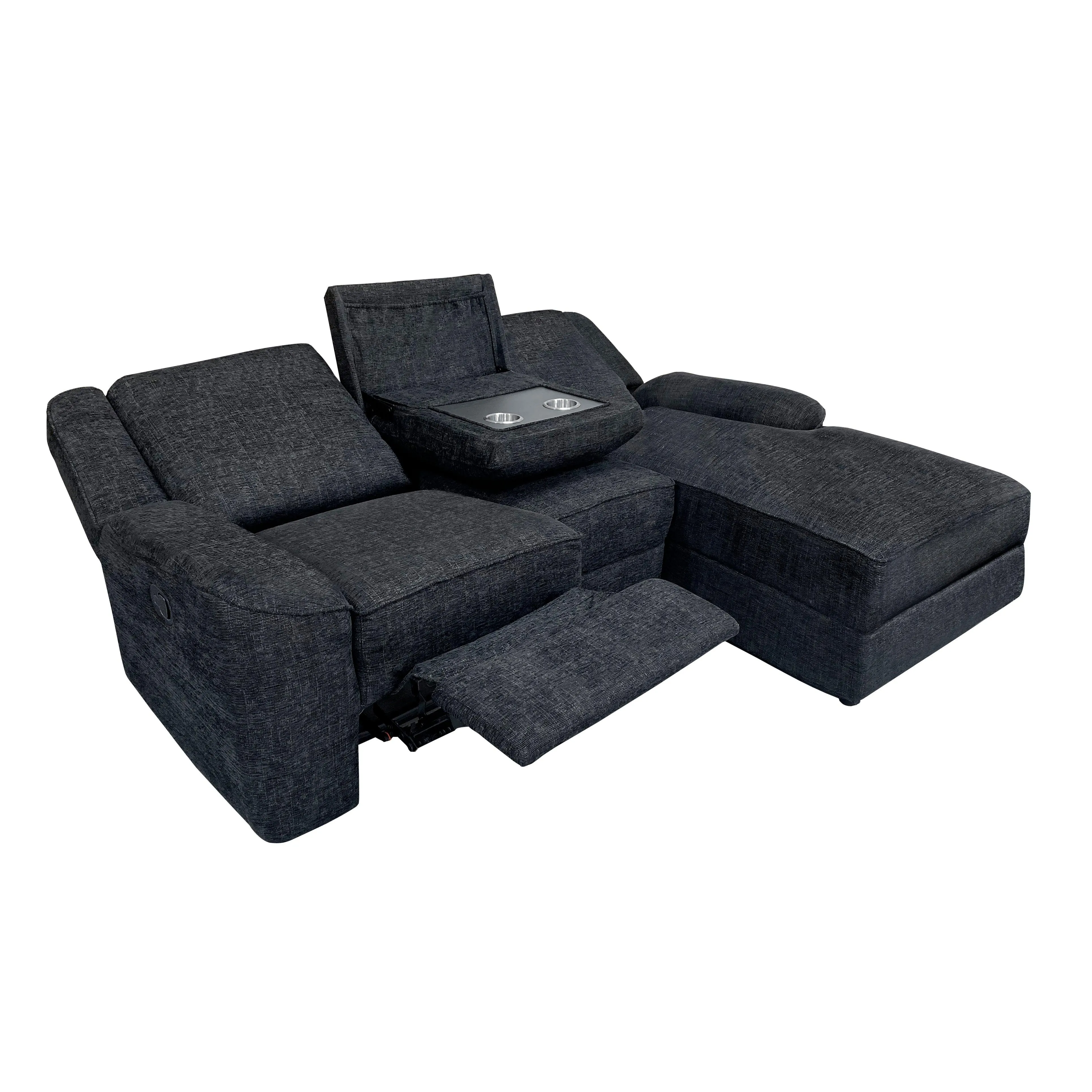 Monterey Black 2-Piece Reclining Sectional with Right Chaise - Image 4