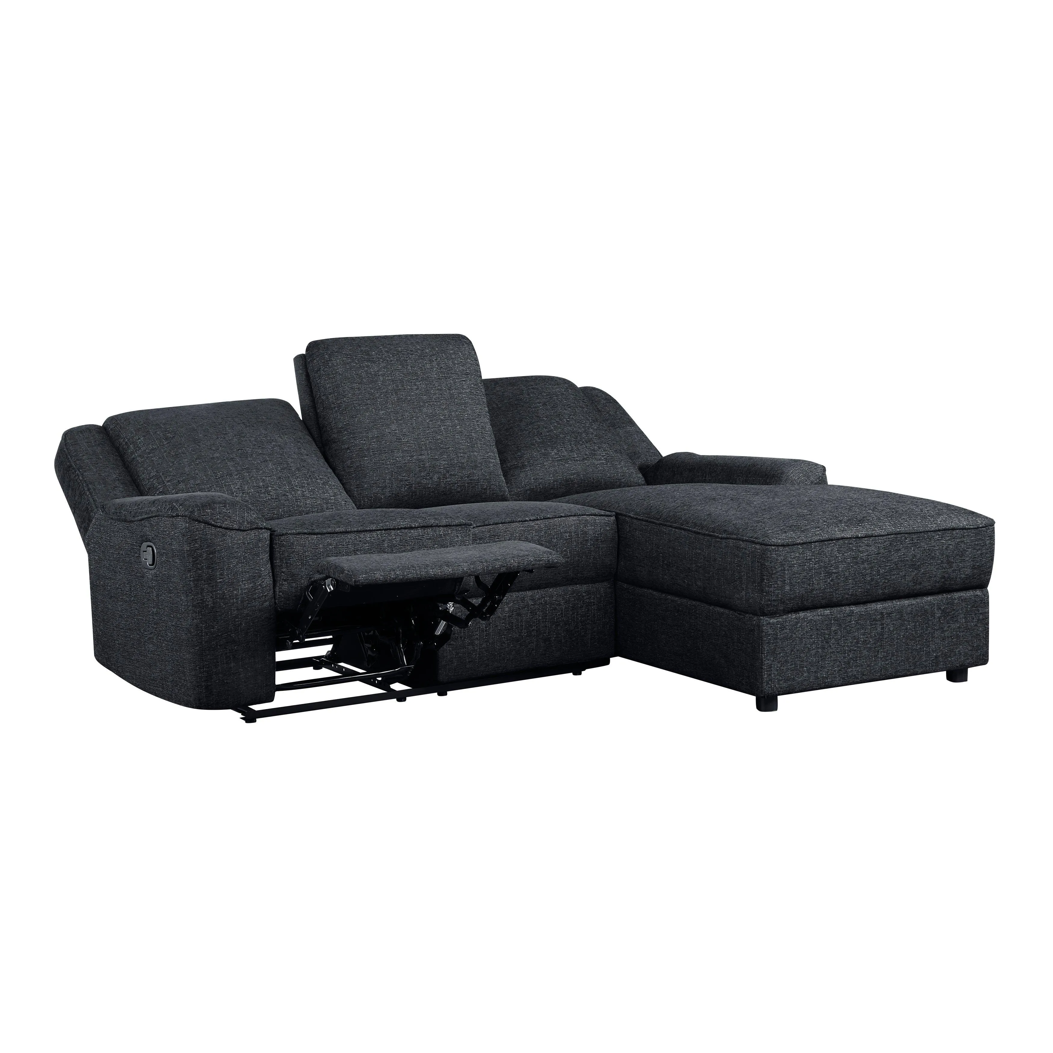 Monterey Black 2-Piece Reclining Sectional with Right Chaise - Image 7
