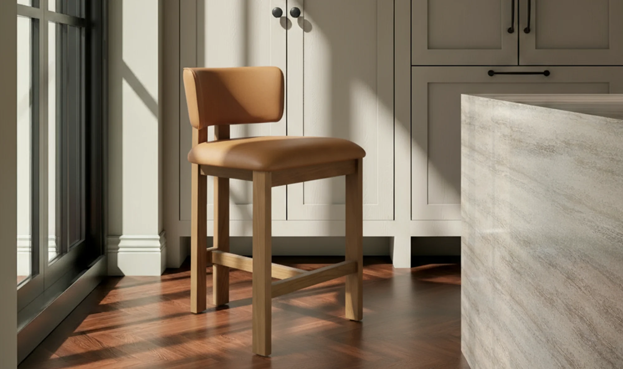 Morel Counter Stool Brown Leather - Image 3