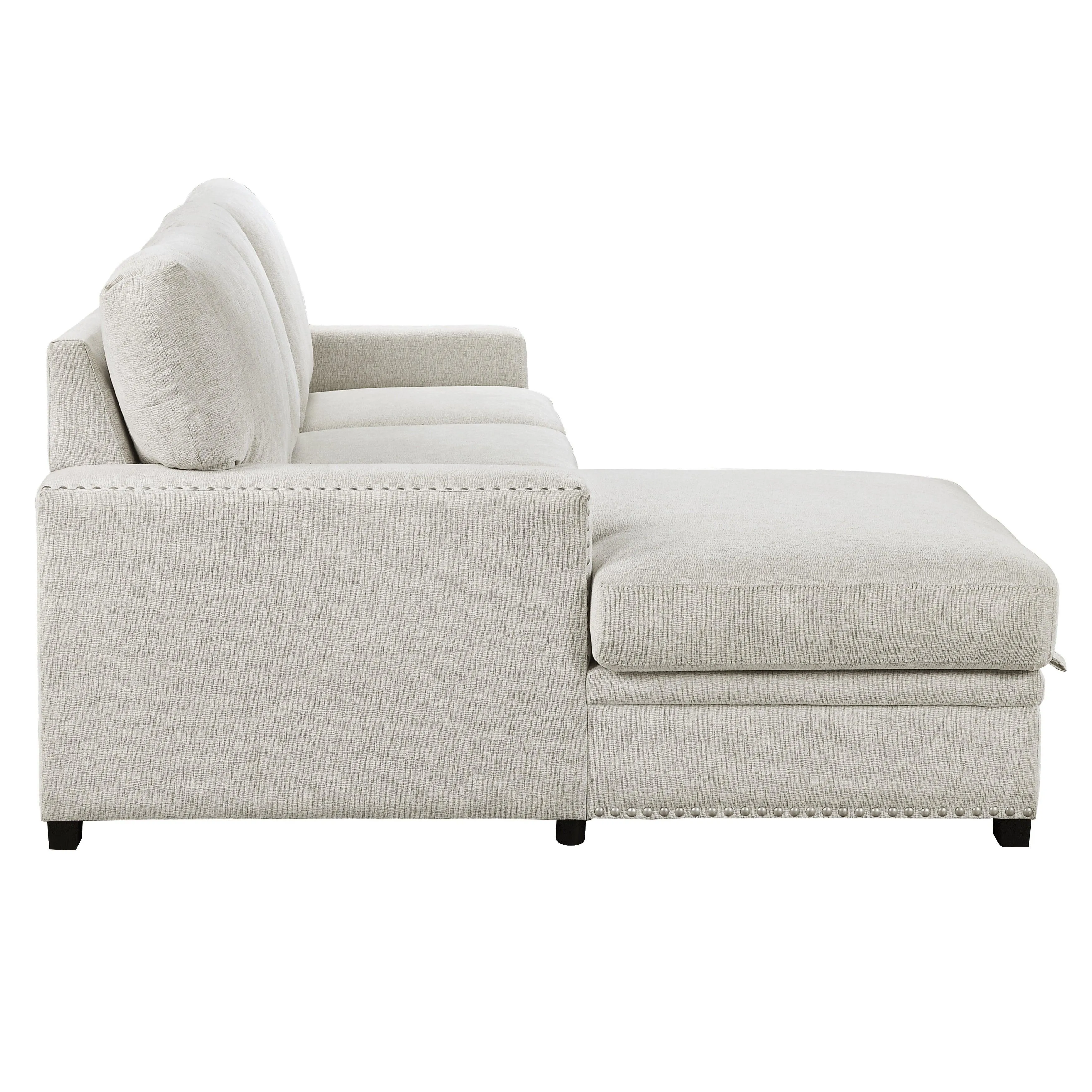 Morelia 2-Piece Sectional with Pull-out Bed and Left Chaise with Hidden Storage In Beige - Image 6