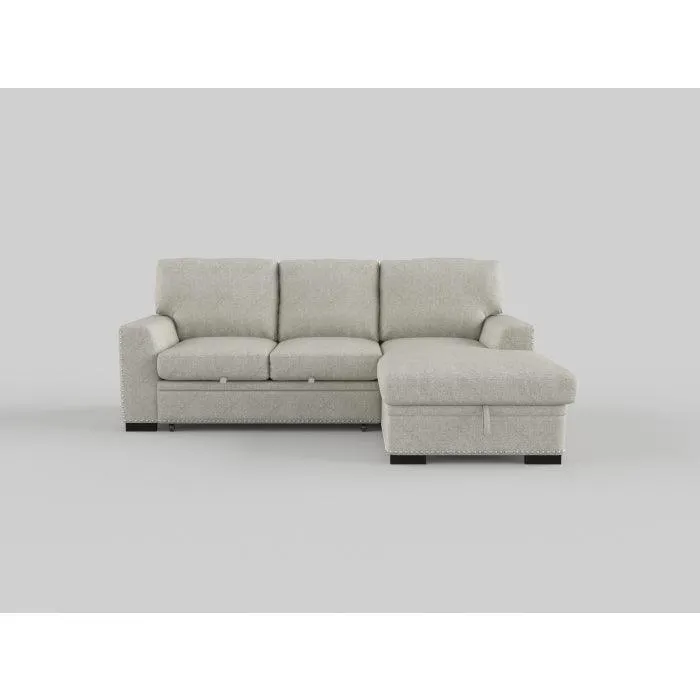 Morelia 2-Piece Sectional with Pull-out Bed and Right Chaise with Hidden Storage In Beige - Image 6
