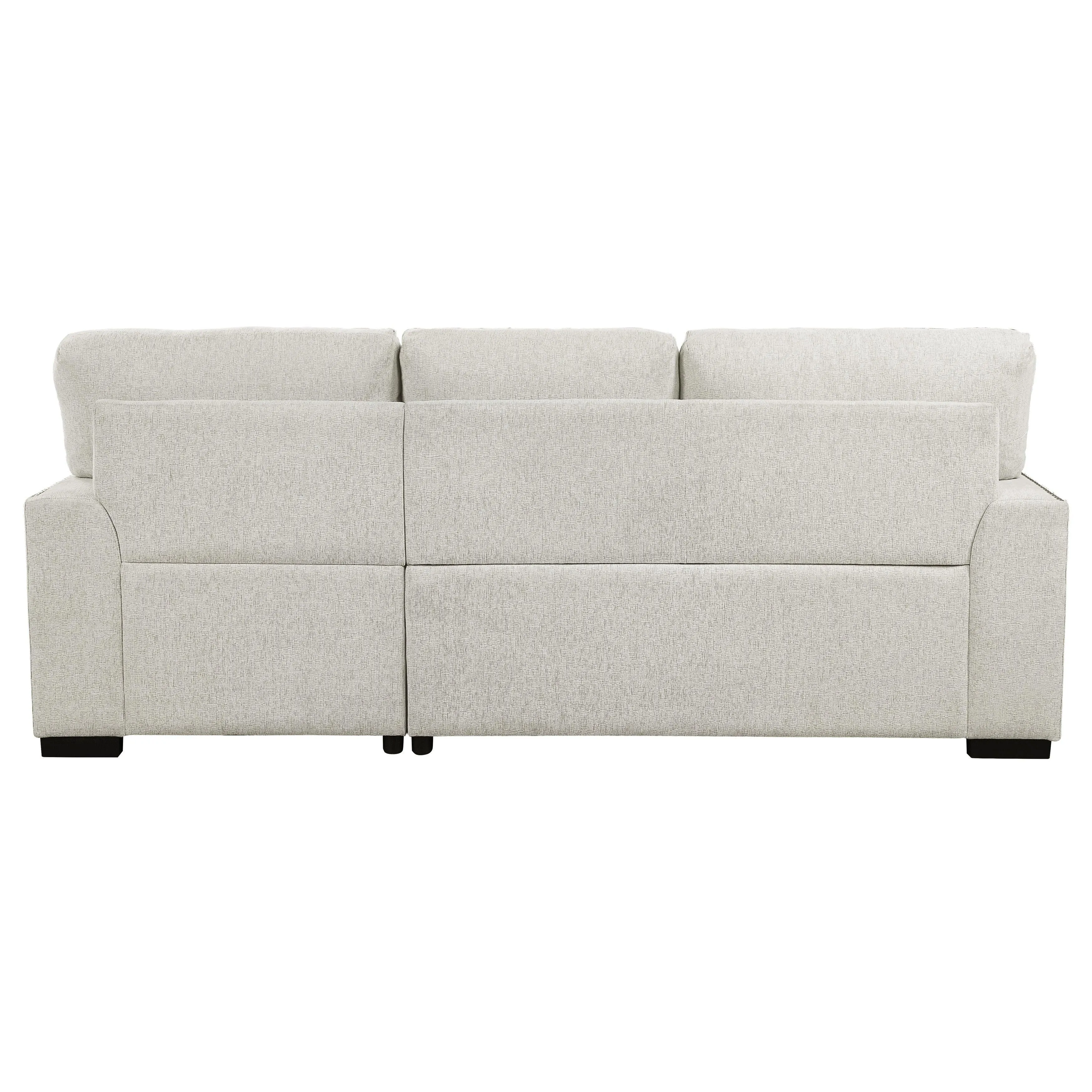Morelia 2-Piece Sectional with Pull-out Bed and Right Chaise with Hidden Storage In Beige - Image 9