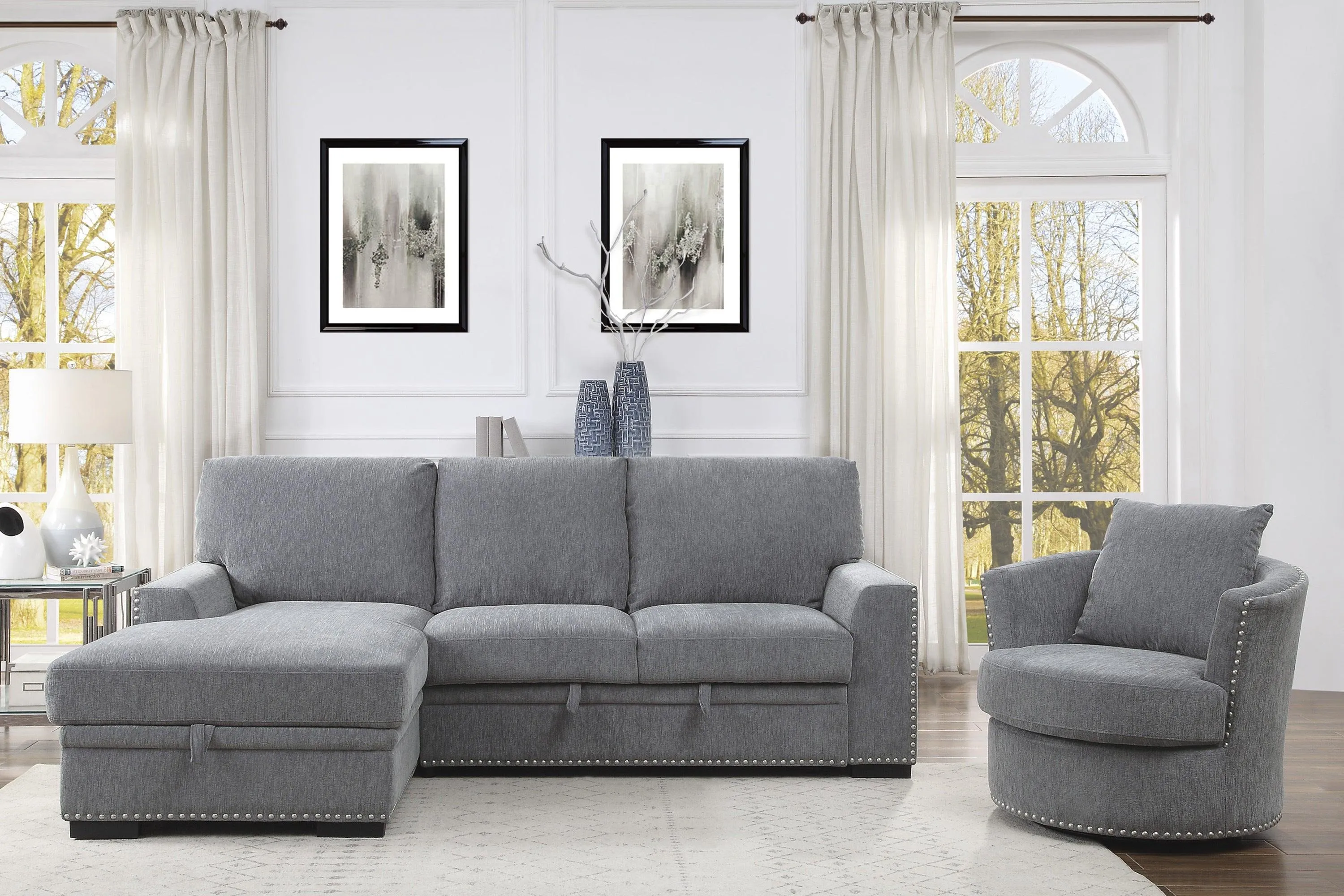 Morelia Dark Gray Swivel Chair - Image 3