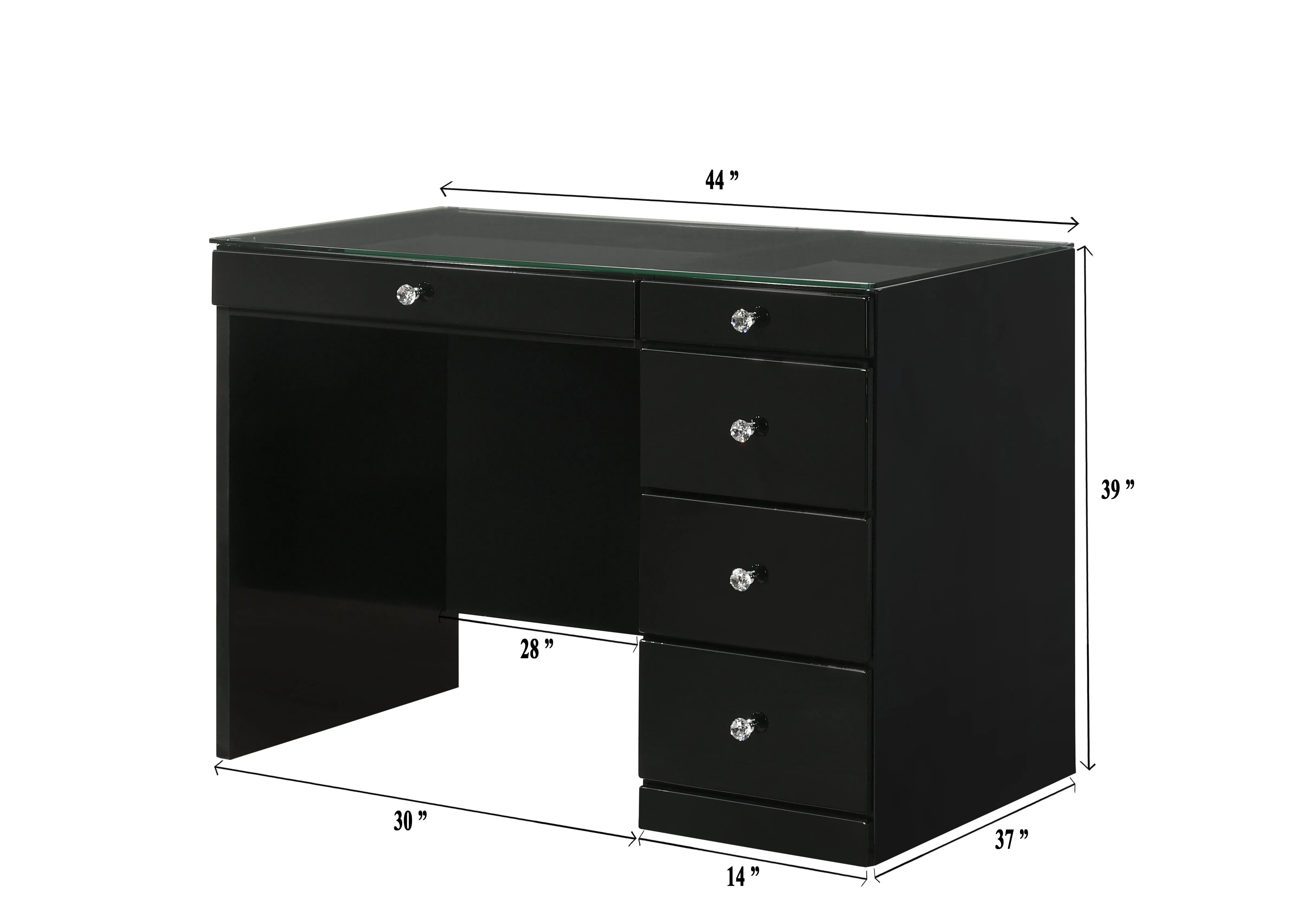 Morgan Black Makeup Vanity Set with Lighted Mirror - Image 10