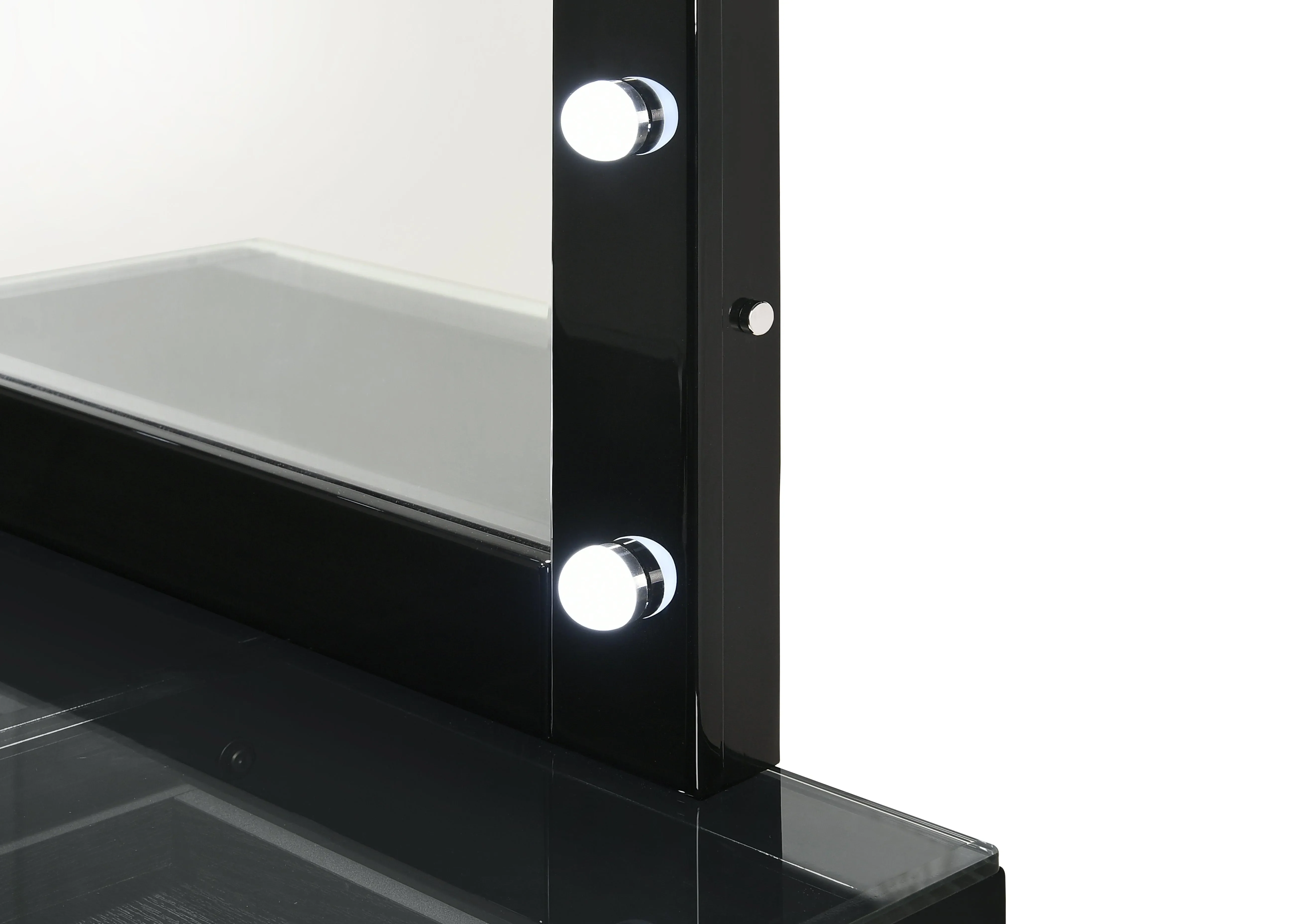 Morgan Black Makeup Vanity Set with Lighted Mirror - Image 4