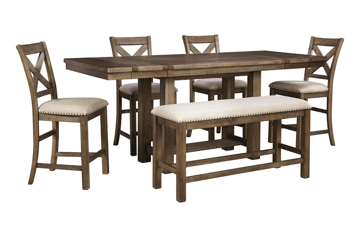 Moriville Grayish Brown Counter Height Dining Extension Table - Image 3