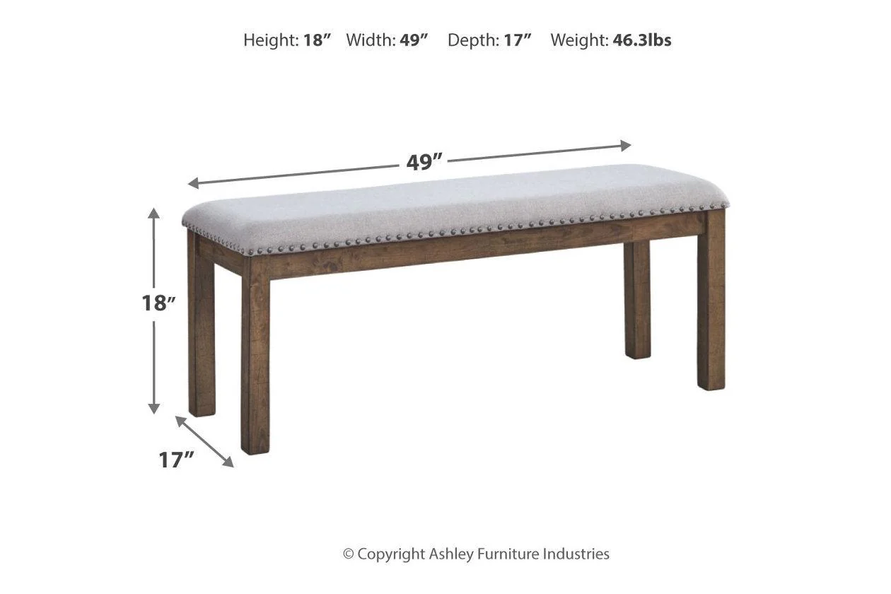 Moriville Grayish Brown Dining Bench - Image 3