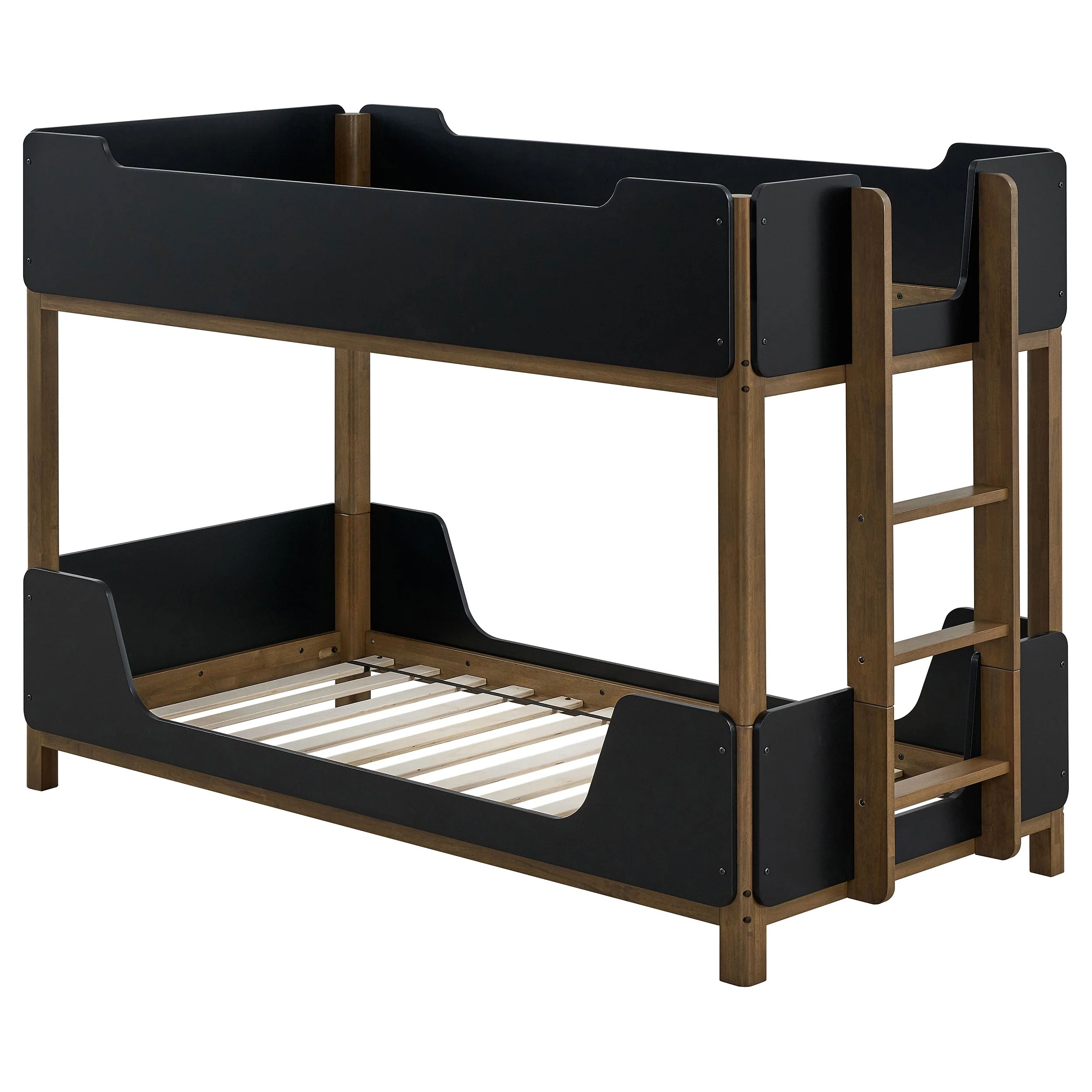 Morris Black/Walnut Twin Over Twin Wood Bunk Bed - Image 2