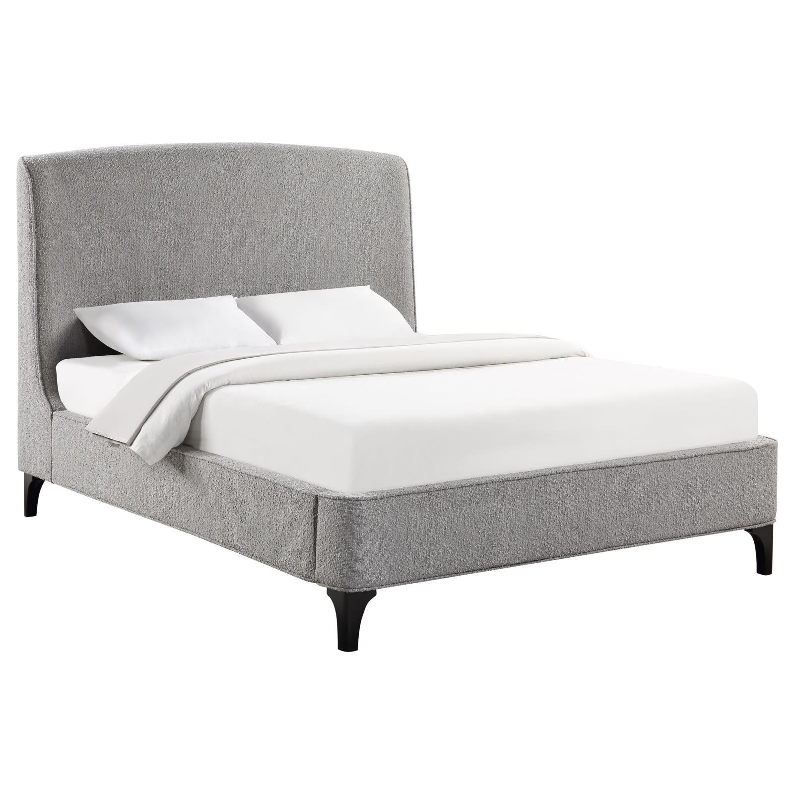 Mosby Light Gray Upholstered Curved Headboard Eastern King Platform Bed - Image 2