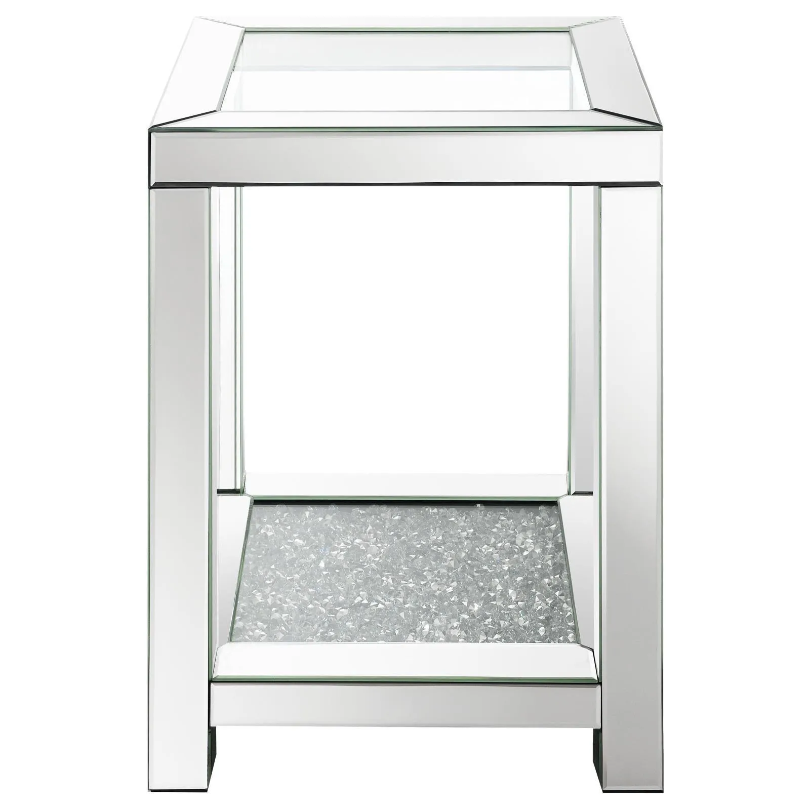 Mozzi Brushed Bronze Square End Table with Glass Top Mirror - Image 2