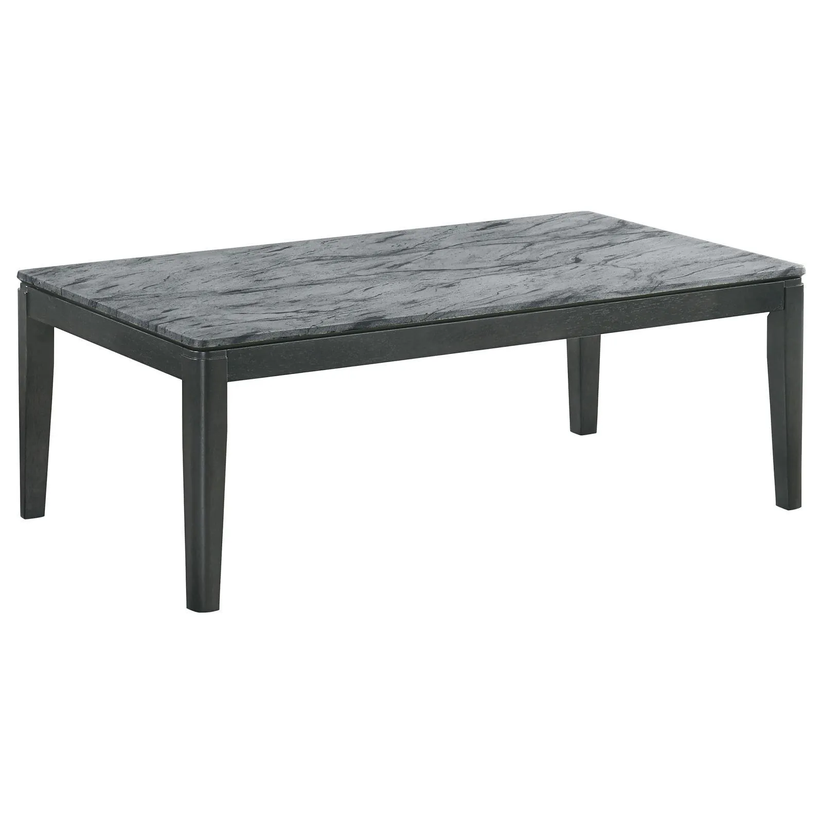 Mozzi Faux Gray Marble/Black Rectangular Coffee Table - Image 2