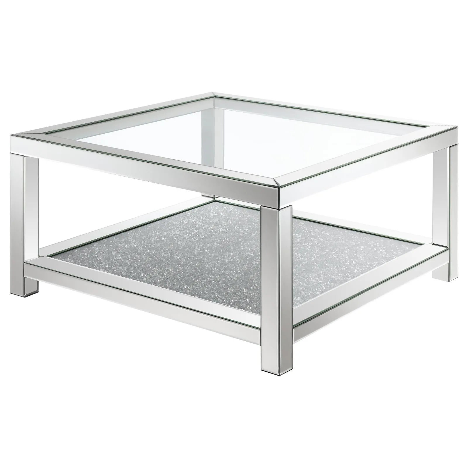 Mozzi Mirror Rectangular Coffee Table with Glass Top - Image 4