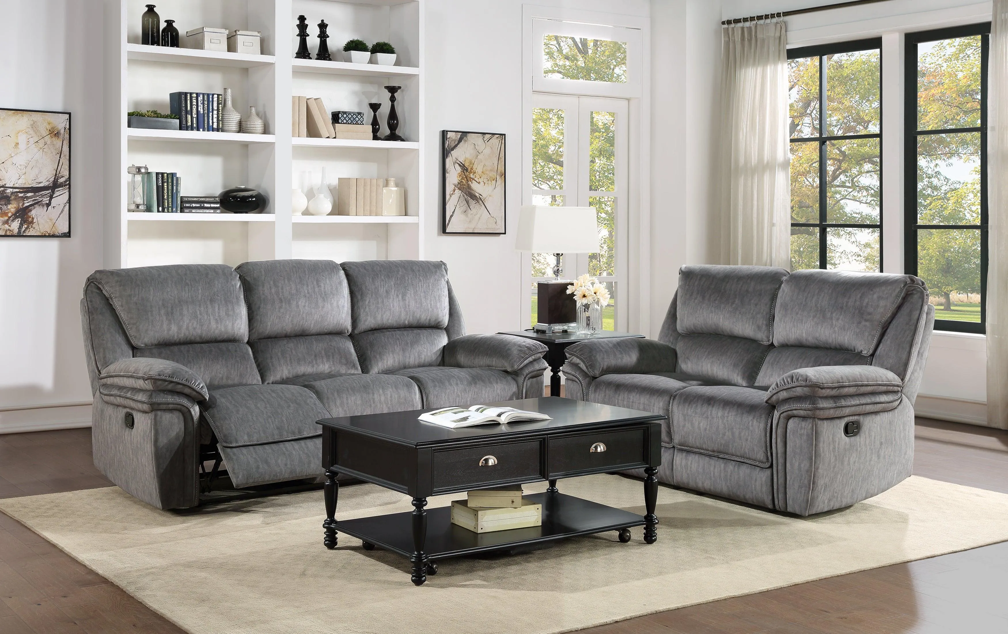 Muirfield Gray Double Reclining Loveseat - Image 3