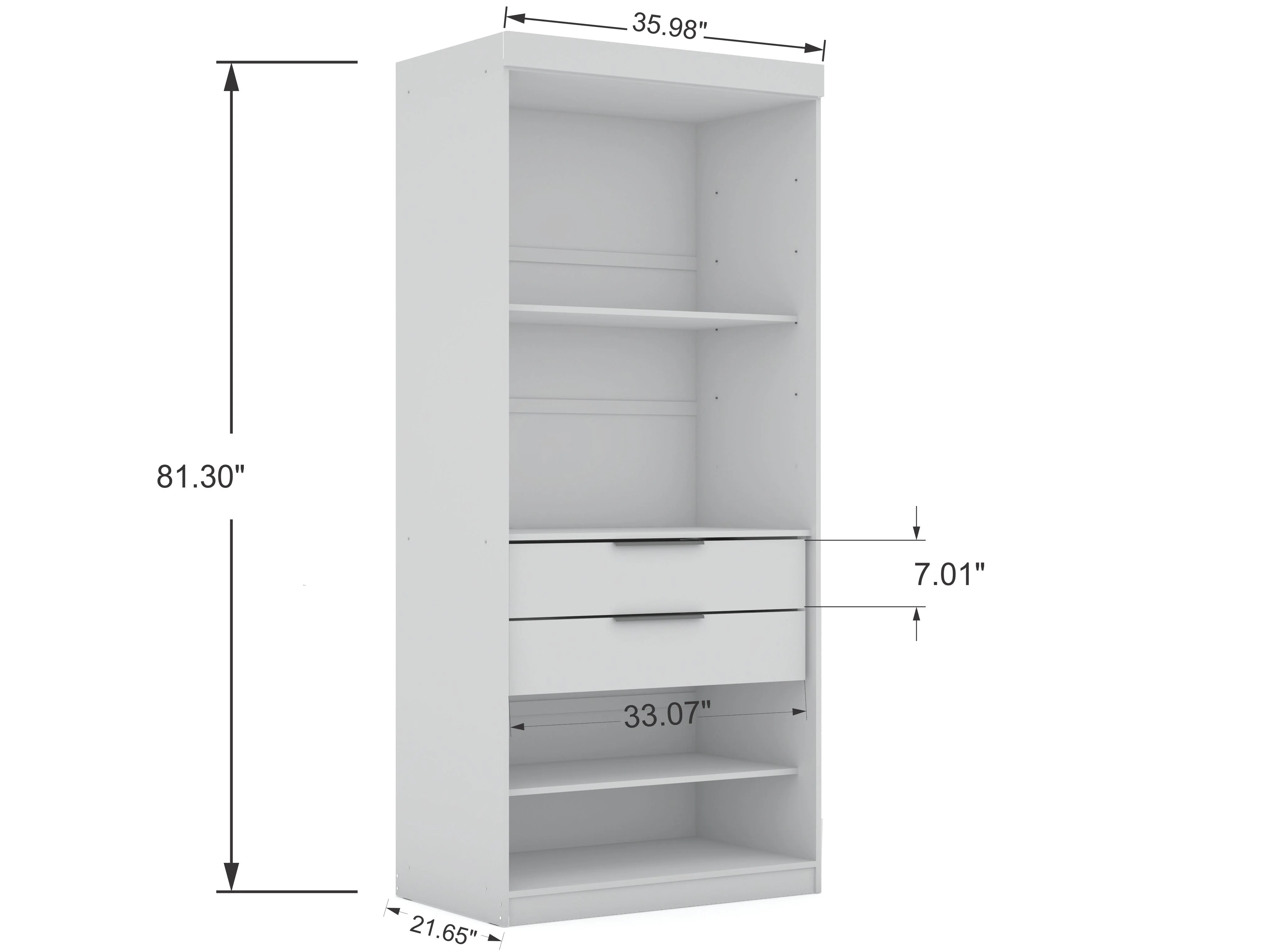 Mulberry Open 1 Sectional Closet in White - Image 3