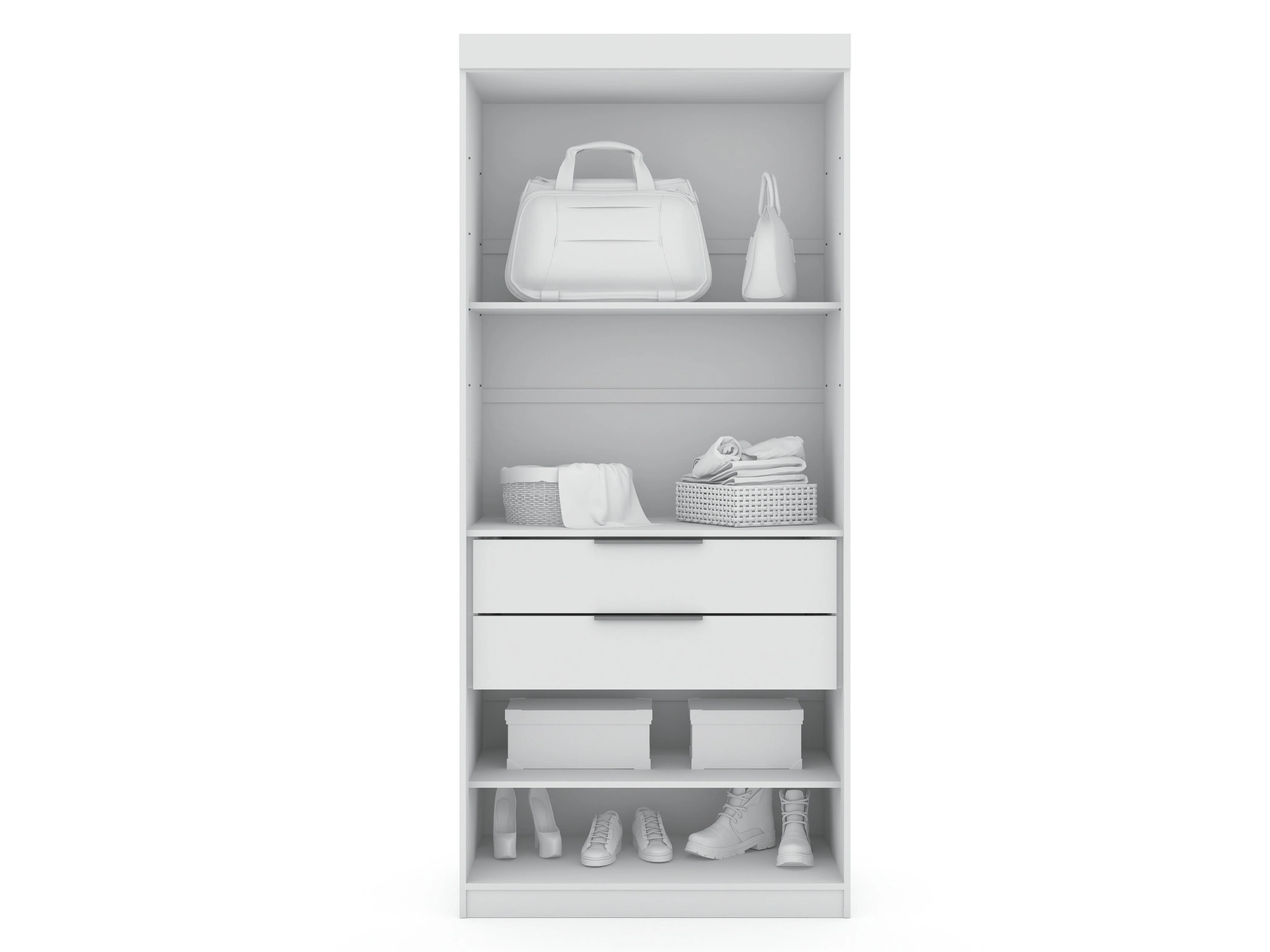 Mulberry Open 1 Sectional Closet in White - Image 5