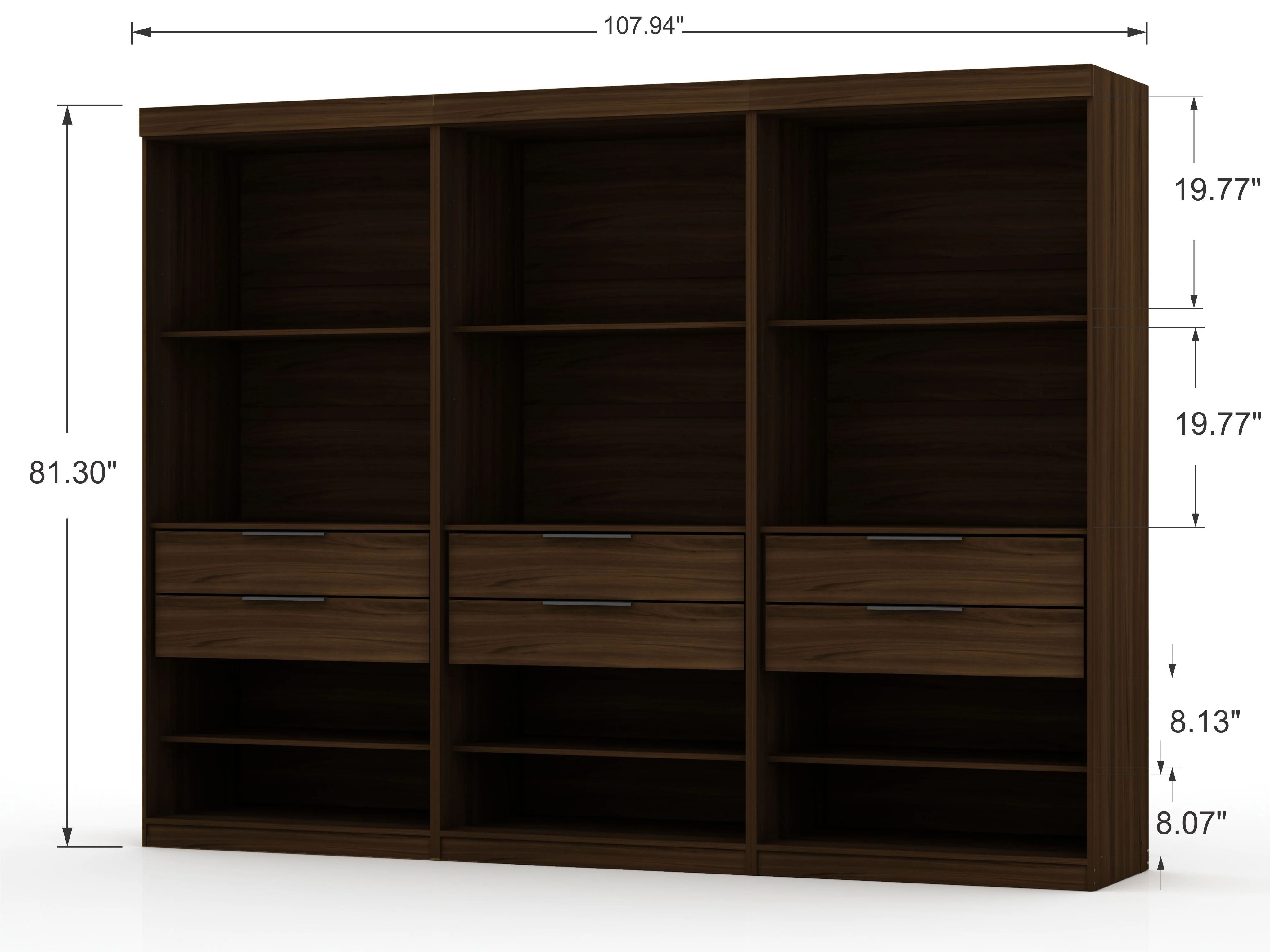 Mulberry Open 3 Sectional Closet in Brown (set of 3) - Image 3