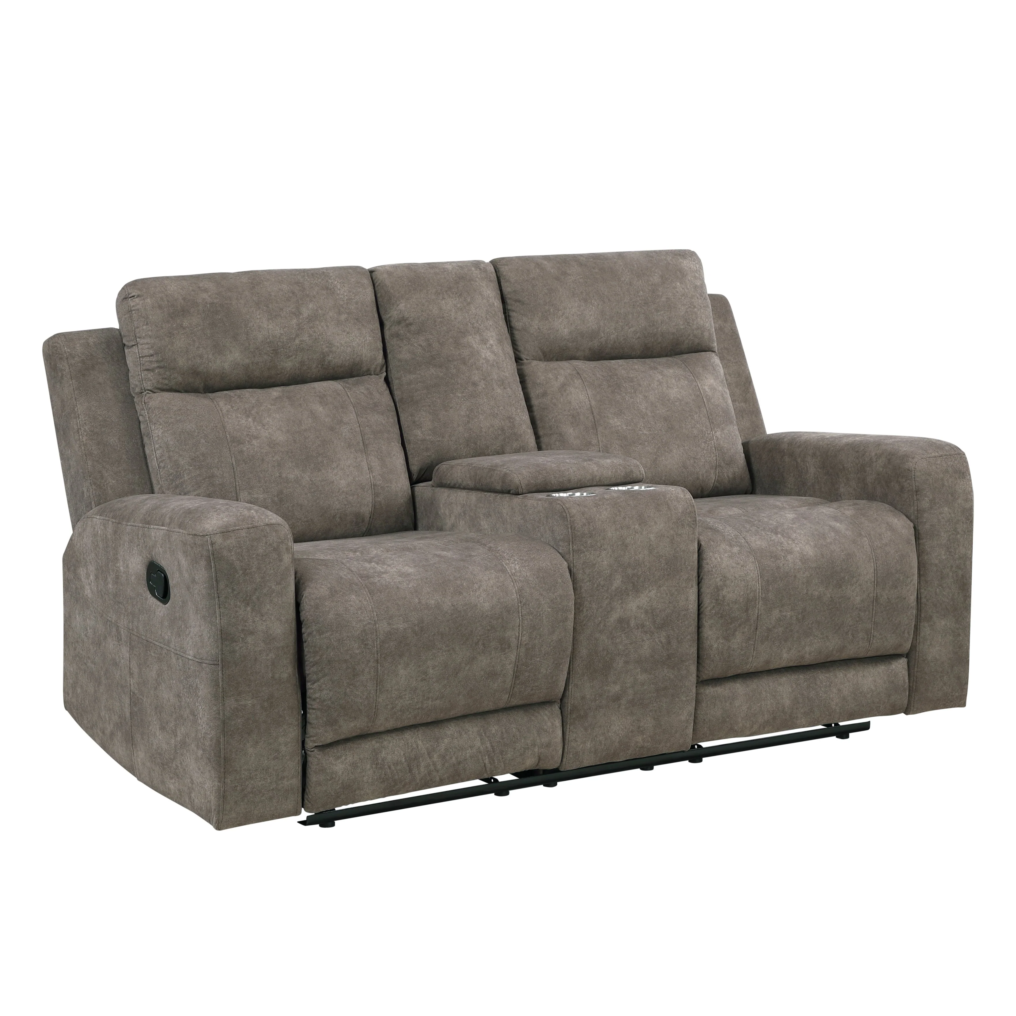 Muncie Brown Double Reclining Loveseat with Center Console