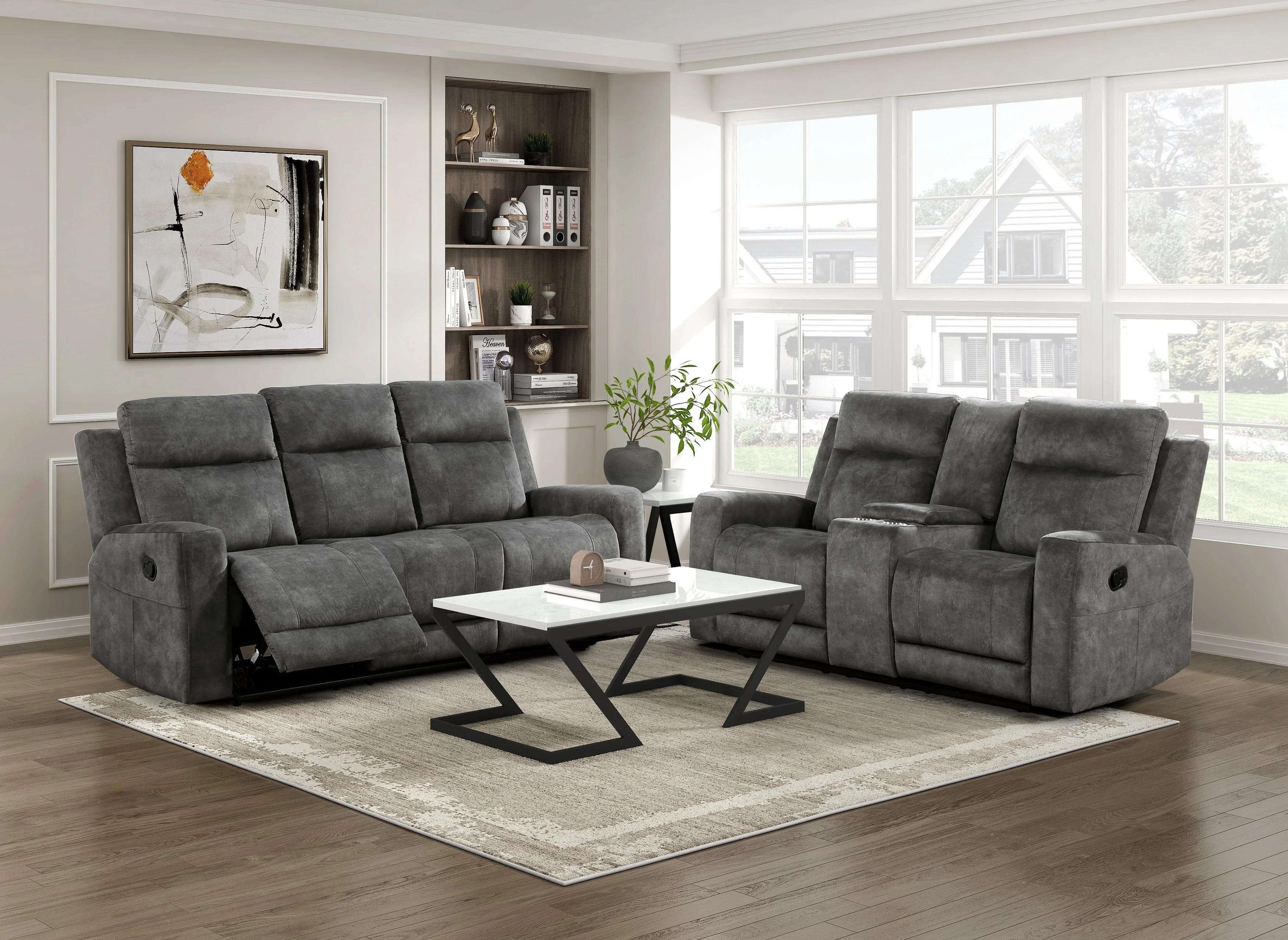 Muncie Brownish Gray Double Reclining Living Room Set - Image 2