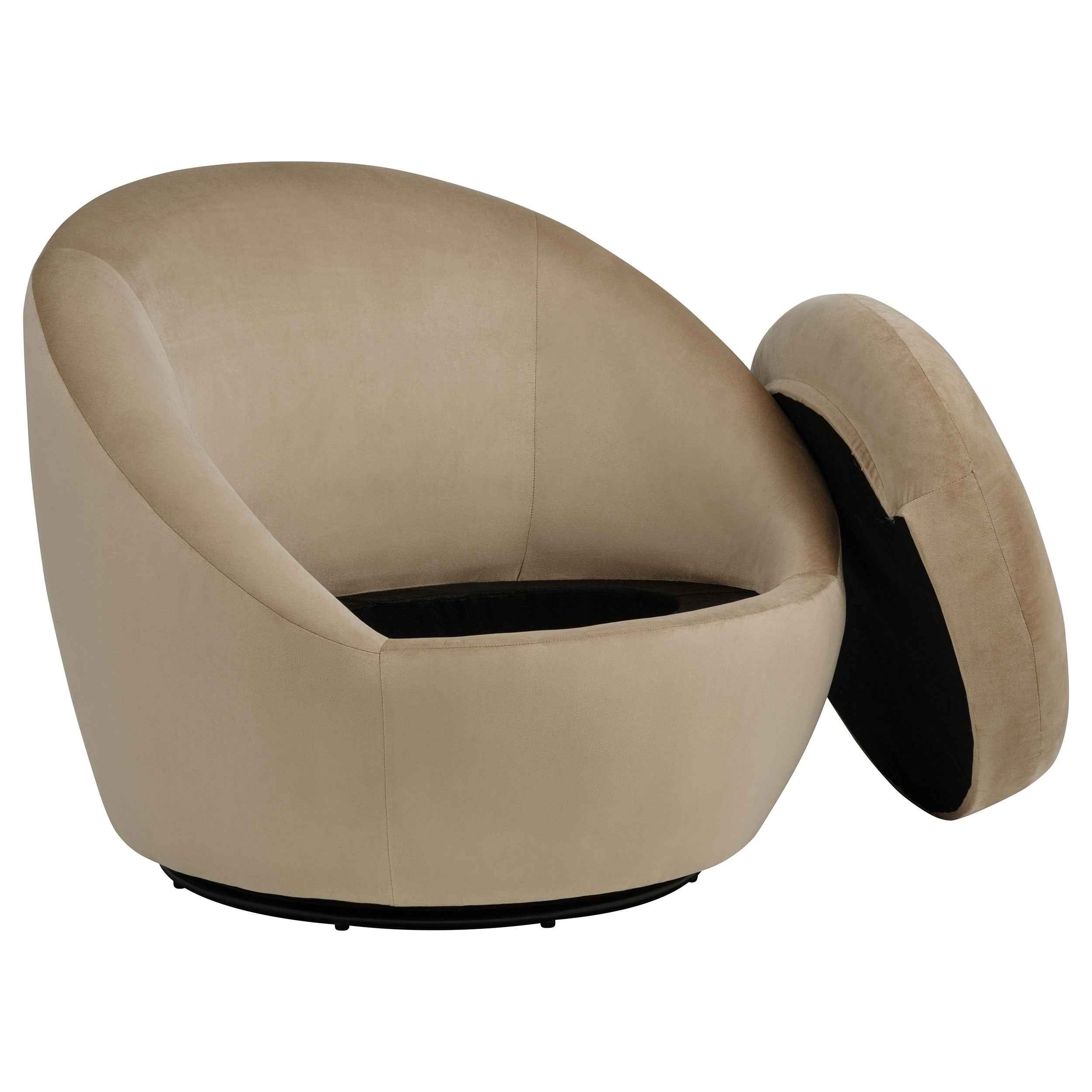 Myernick Camel Velvet Upholstered Swivel Accent Chair - Image 2