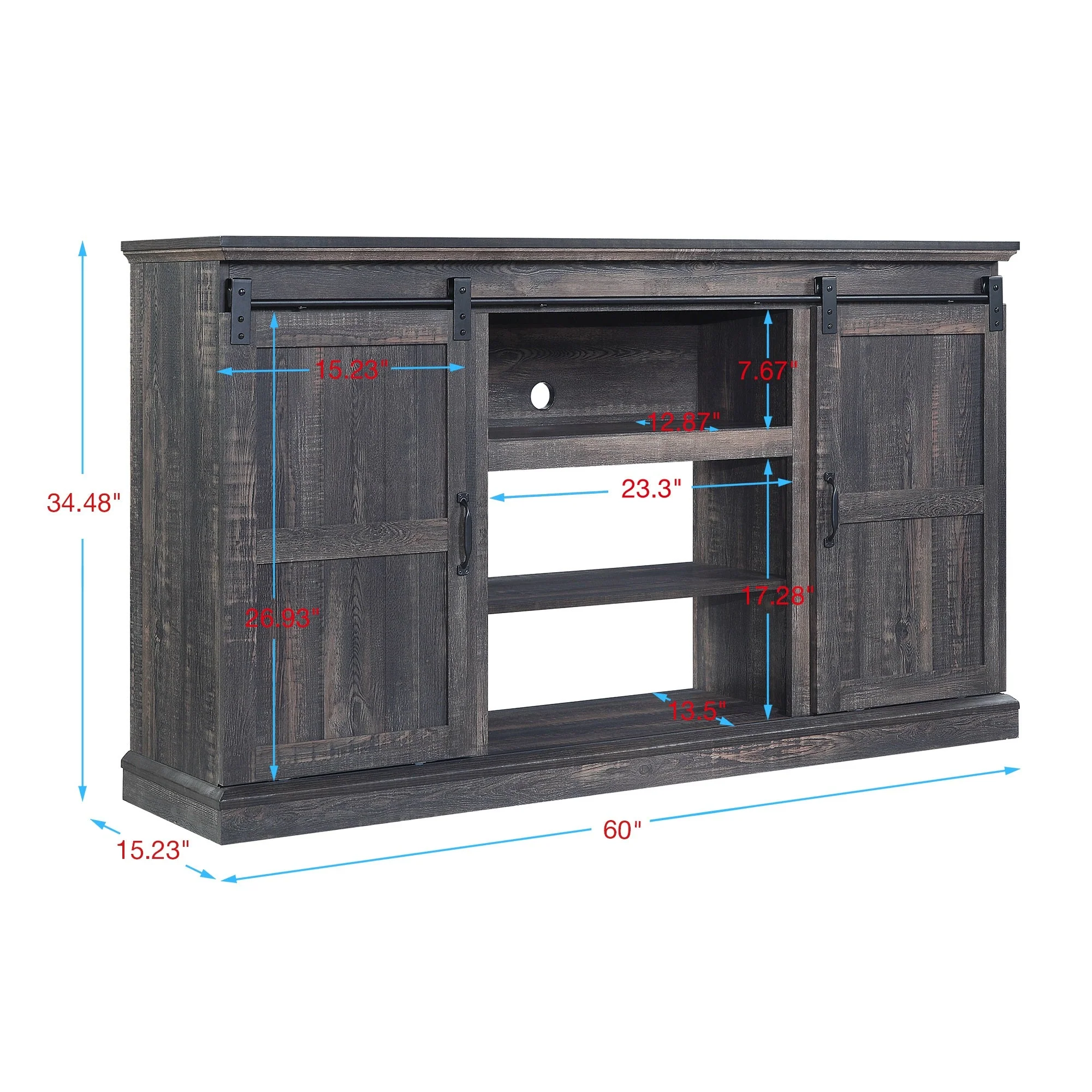 Myrtle 60" TV Stand in Heavy Brown - Image 4