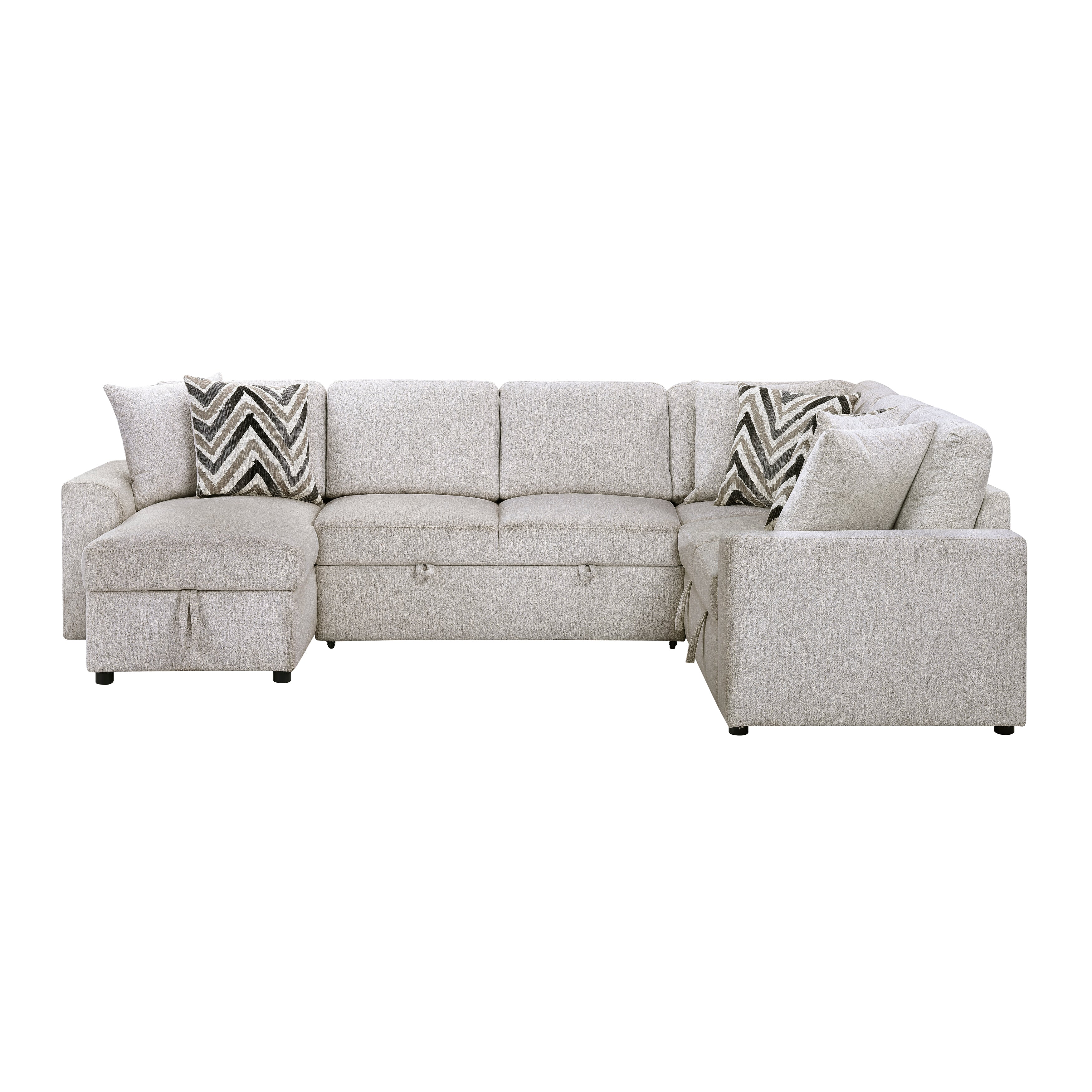 Myrtle Beige 3-Piece Sectional with Pull-out Bed - Image 3