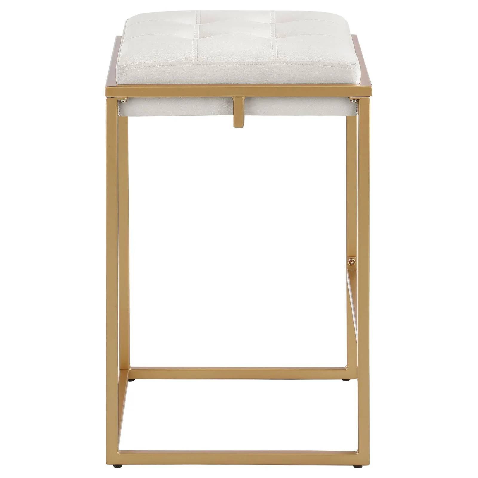 Nadia Beige/Gold Square Padded Seat Counter Height Stool, Set of 2 - Image 5