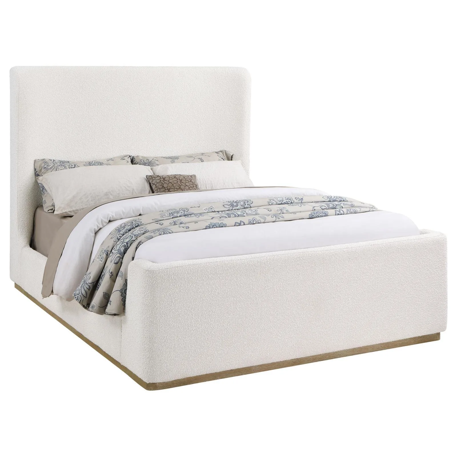 Nala Cream Upholstered Queen Wingback Platform Sleigh Bed - Image 2