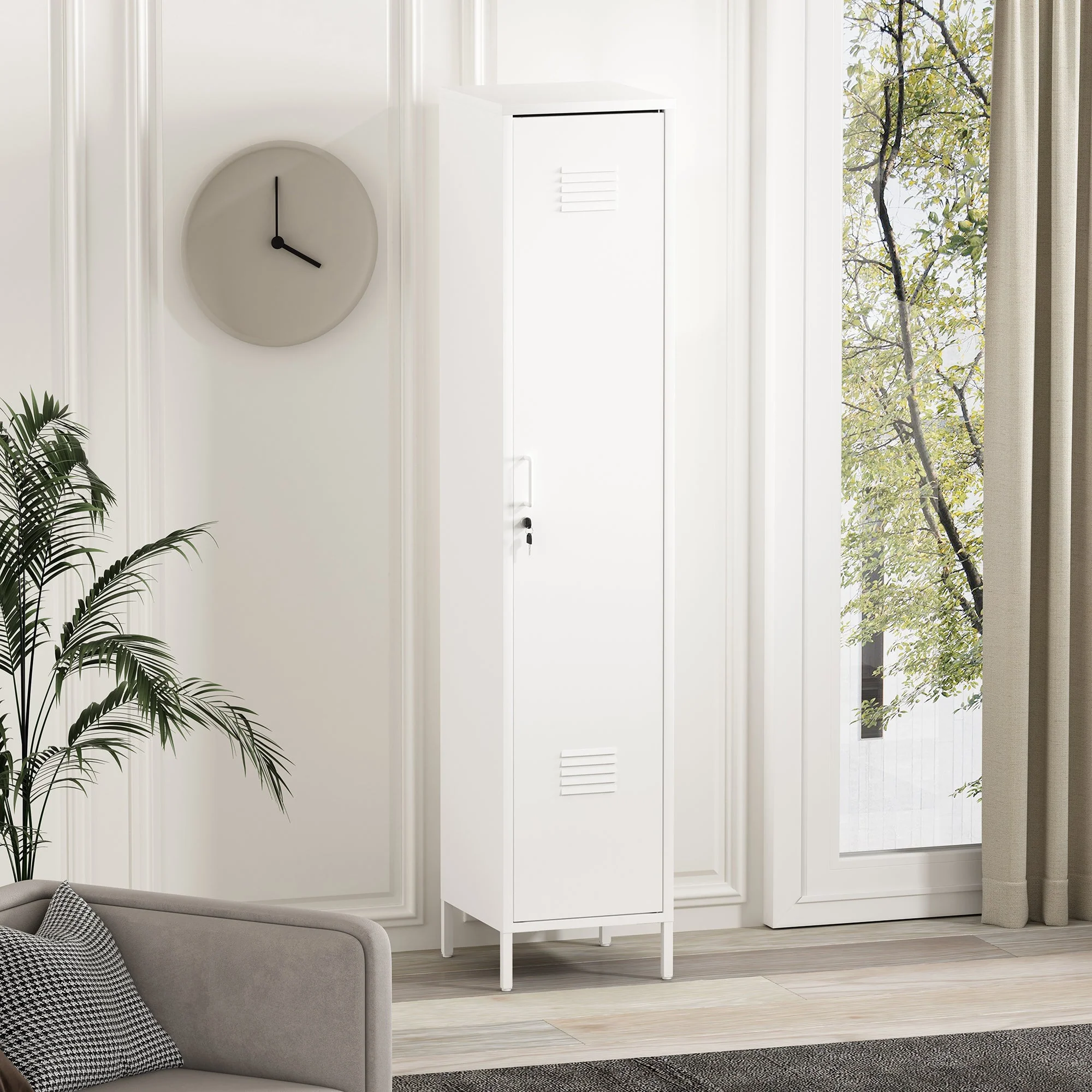Naomi 15" Single Locker Storage Cabinet in White - Image 2