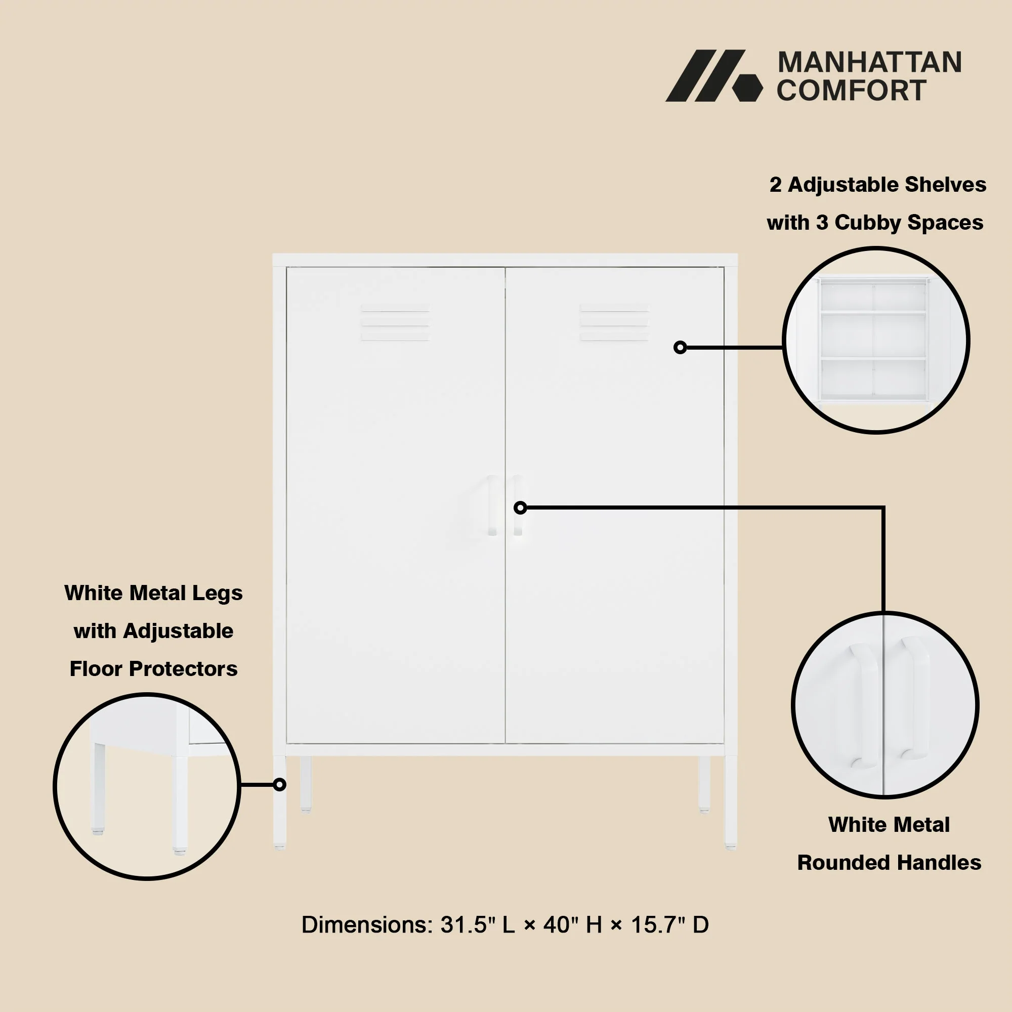 Naomi 31.5" Accent Cabinet in White - Image 4