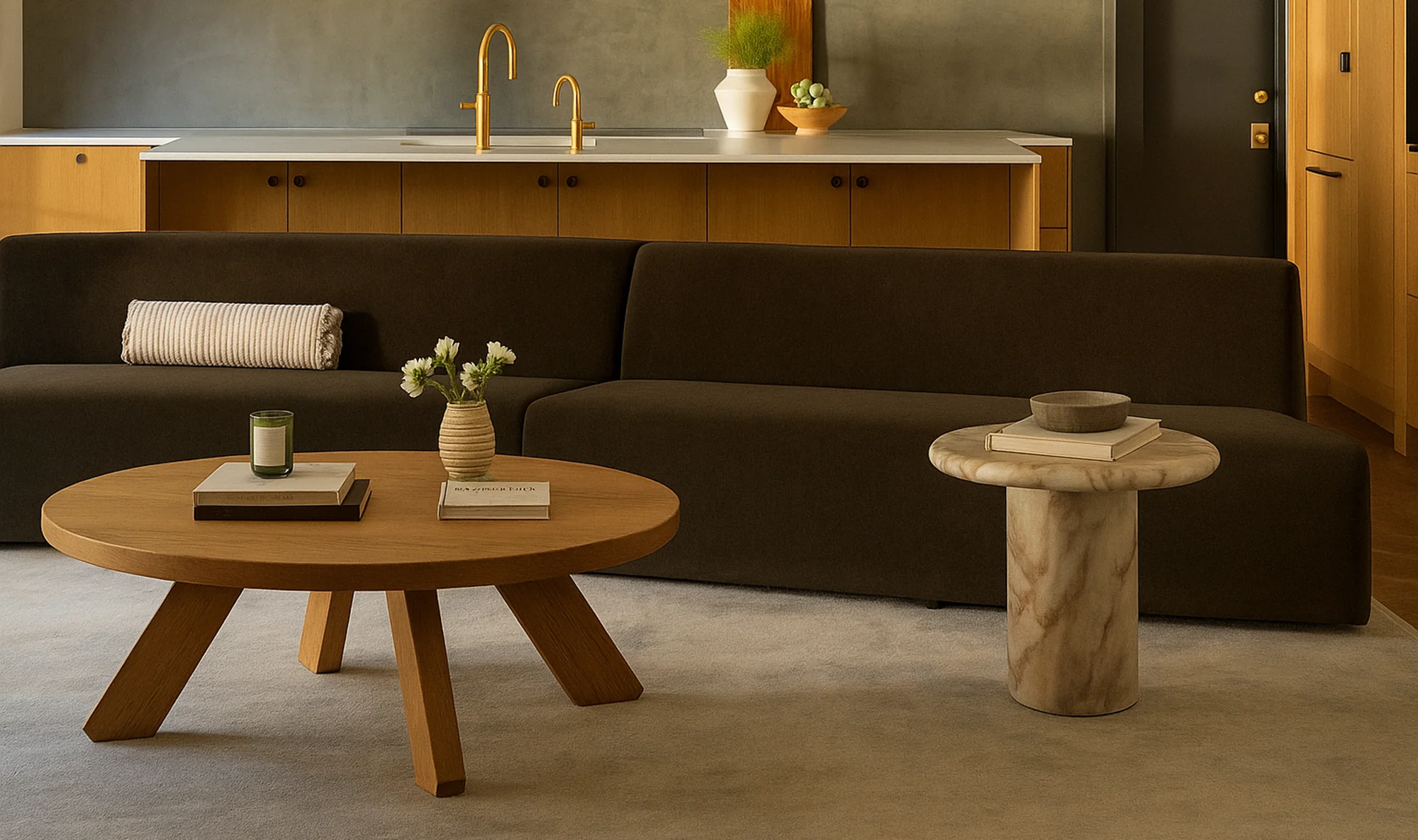 Naomi Convex Sofa Dark Brown - Image 3