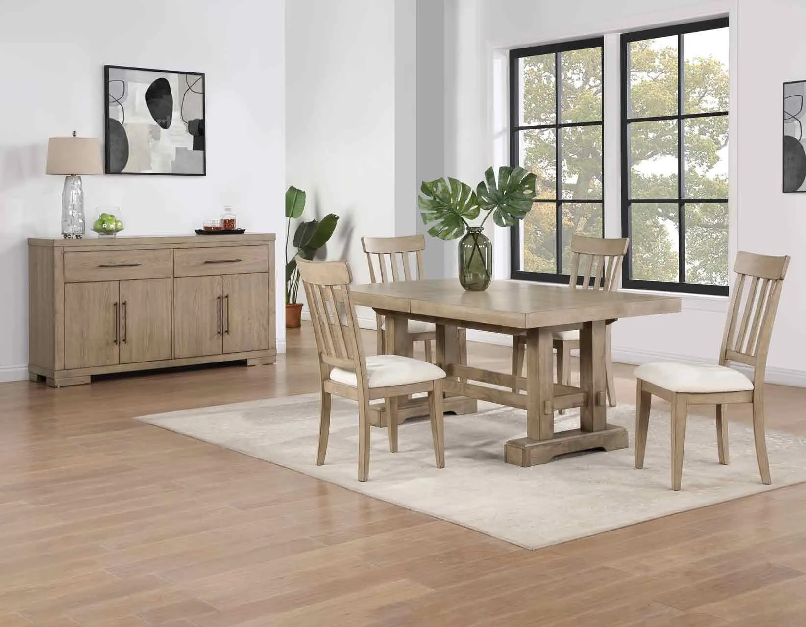 Napa 108-inch Dining Table with 2/18-inch Leaves, Sand - Image 11
