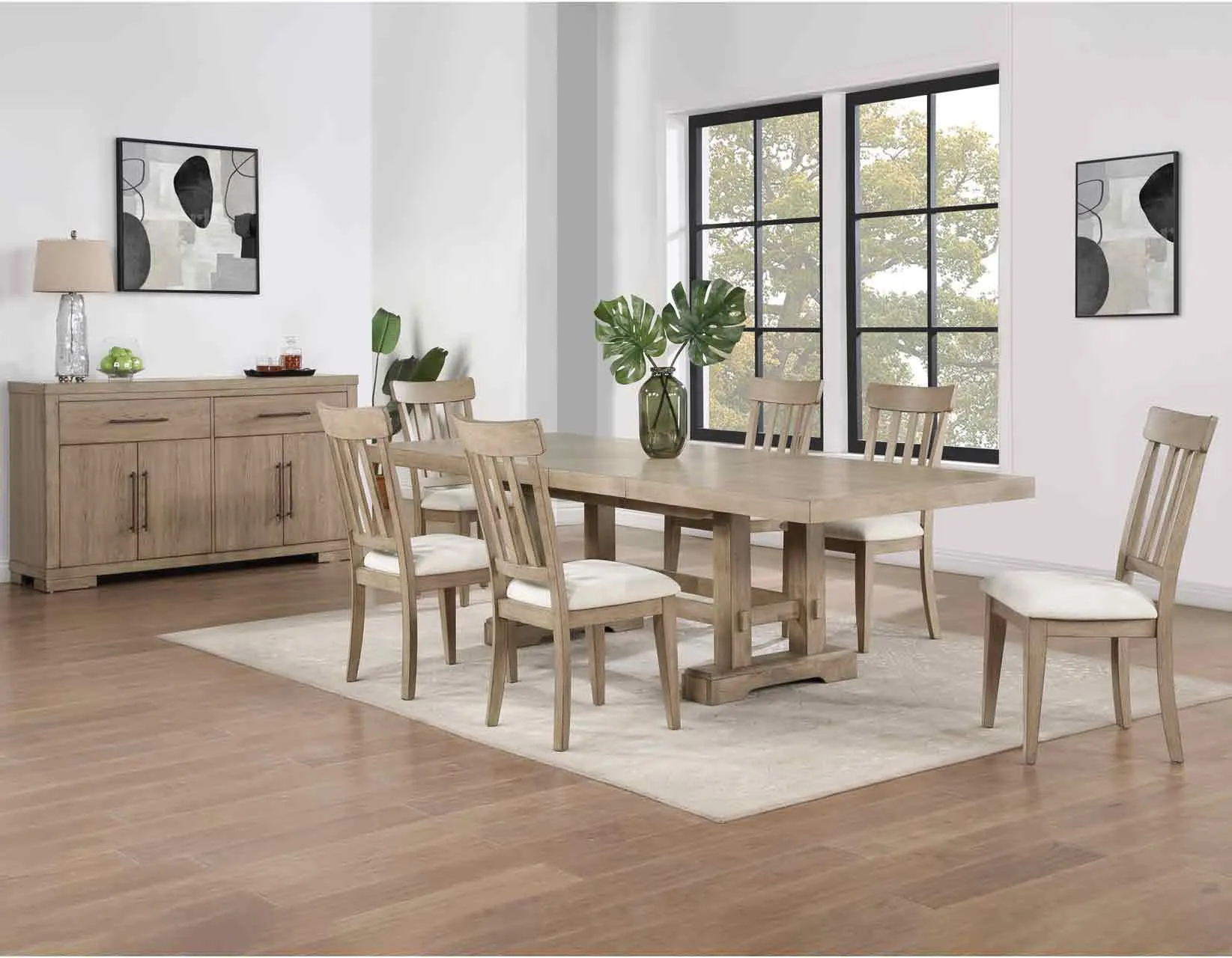 Napa 108-inch Dining Table with 2/18-inch Leaves, Sand - Image 13