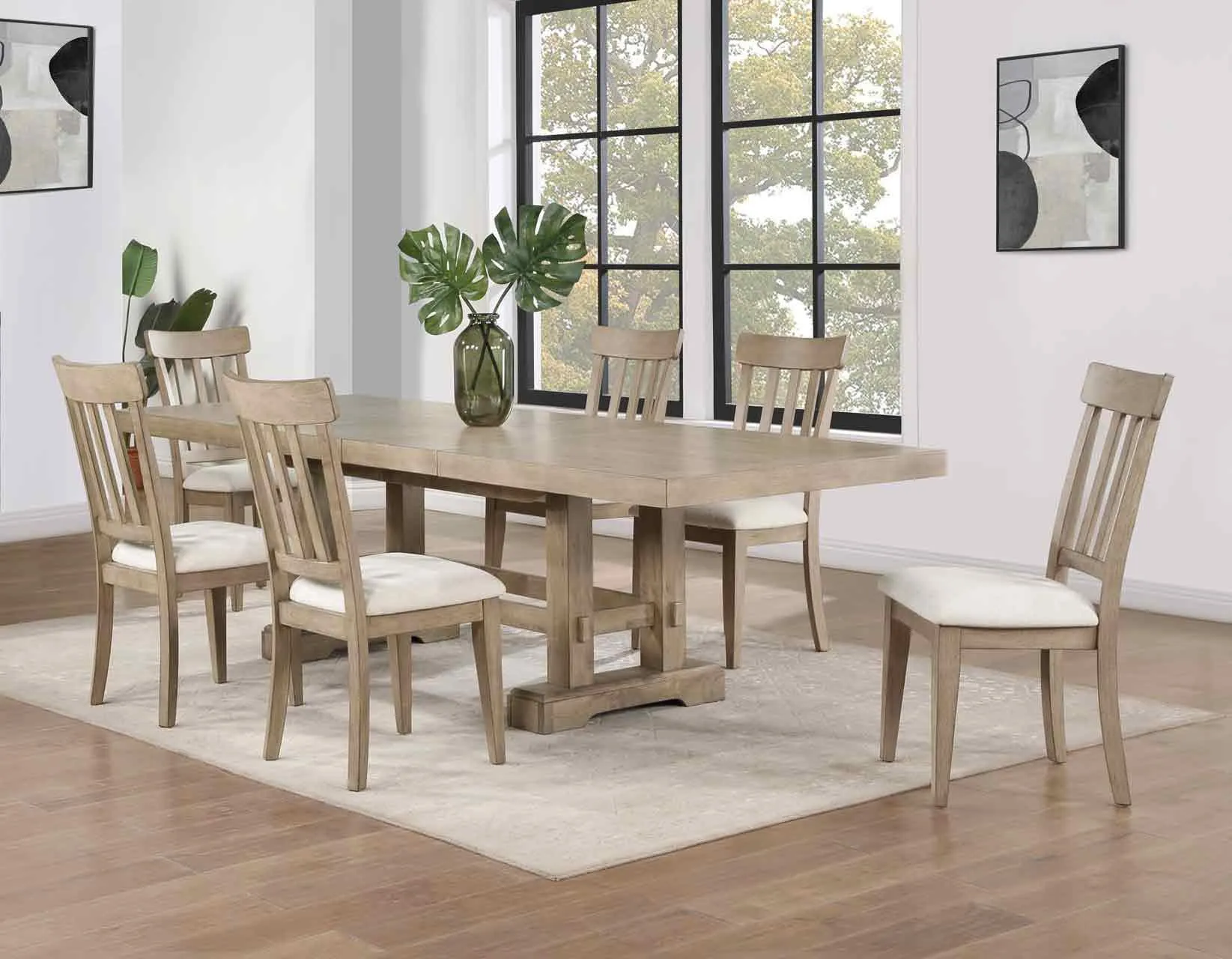 Napa 108-inch Dining Table with 2/18-inch Leaves, Sand - Image 8