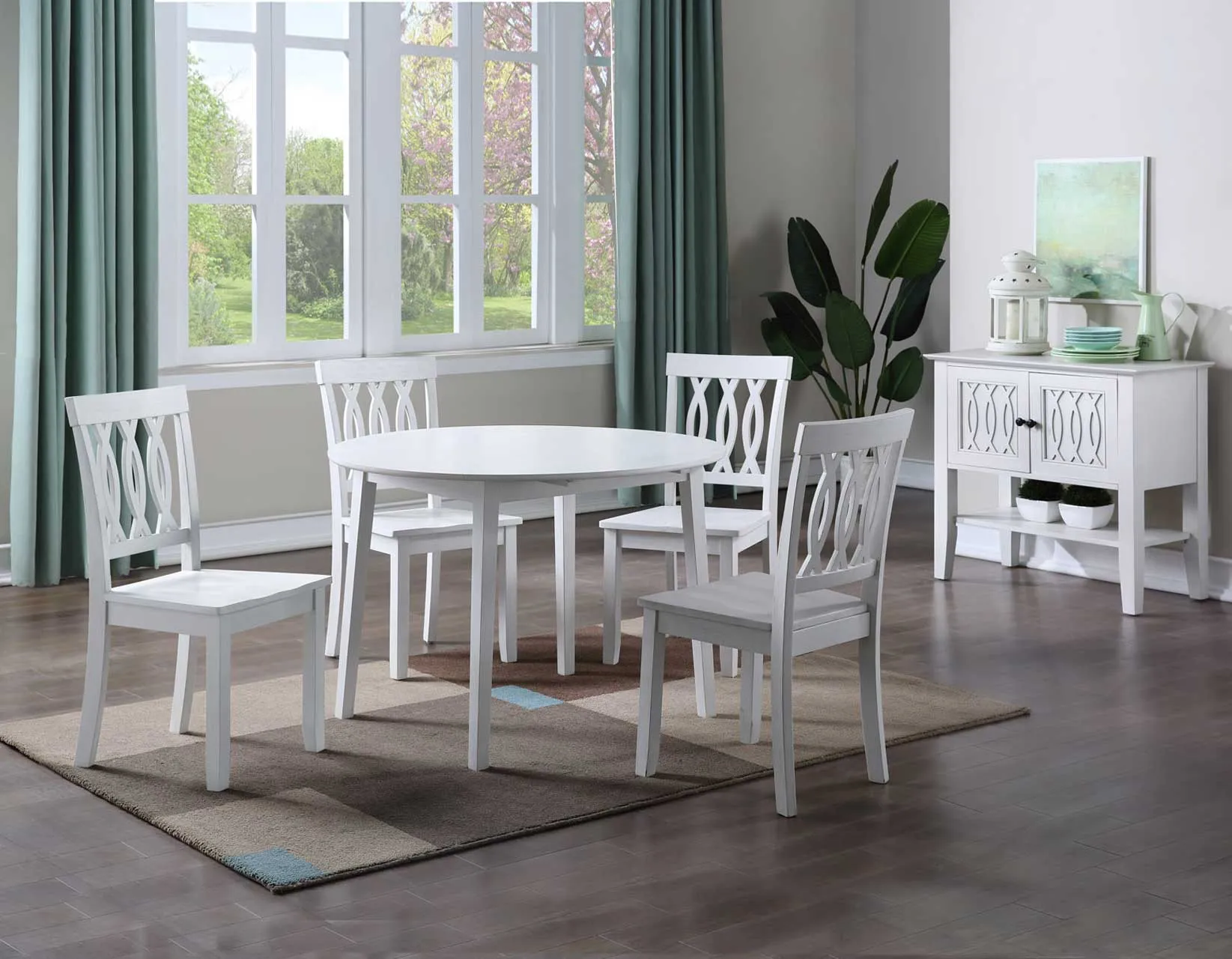 Naples Antique White Drop-Leaf Dining Room Set