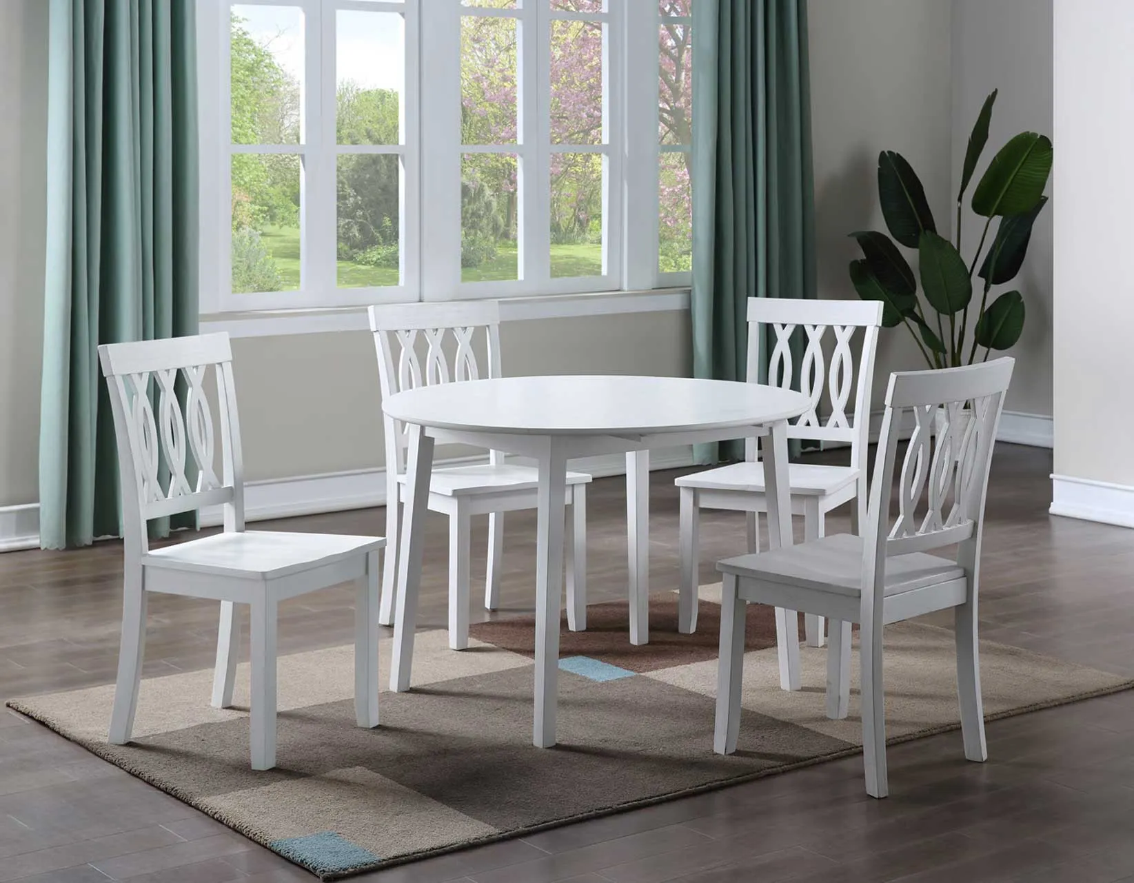 Naples Antique White Drop-Leaf Dining Room Set - Image 4