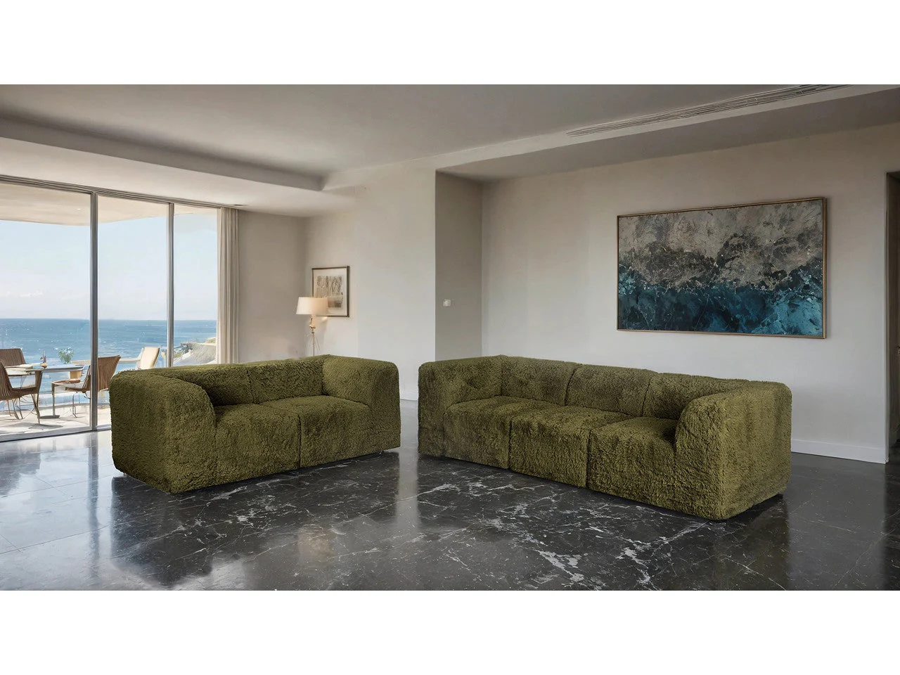 Nappi Olive Green Sofa & Loveseat