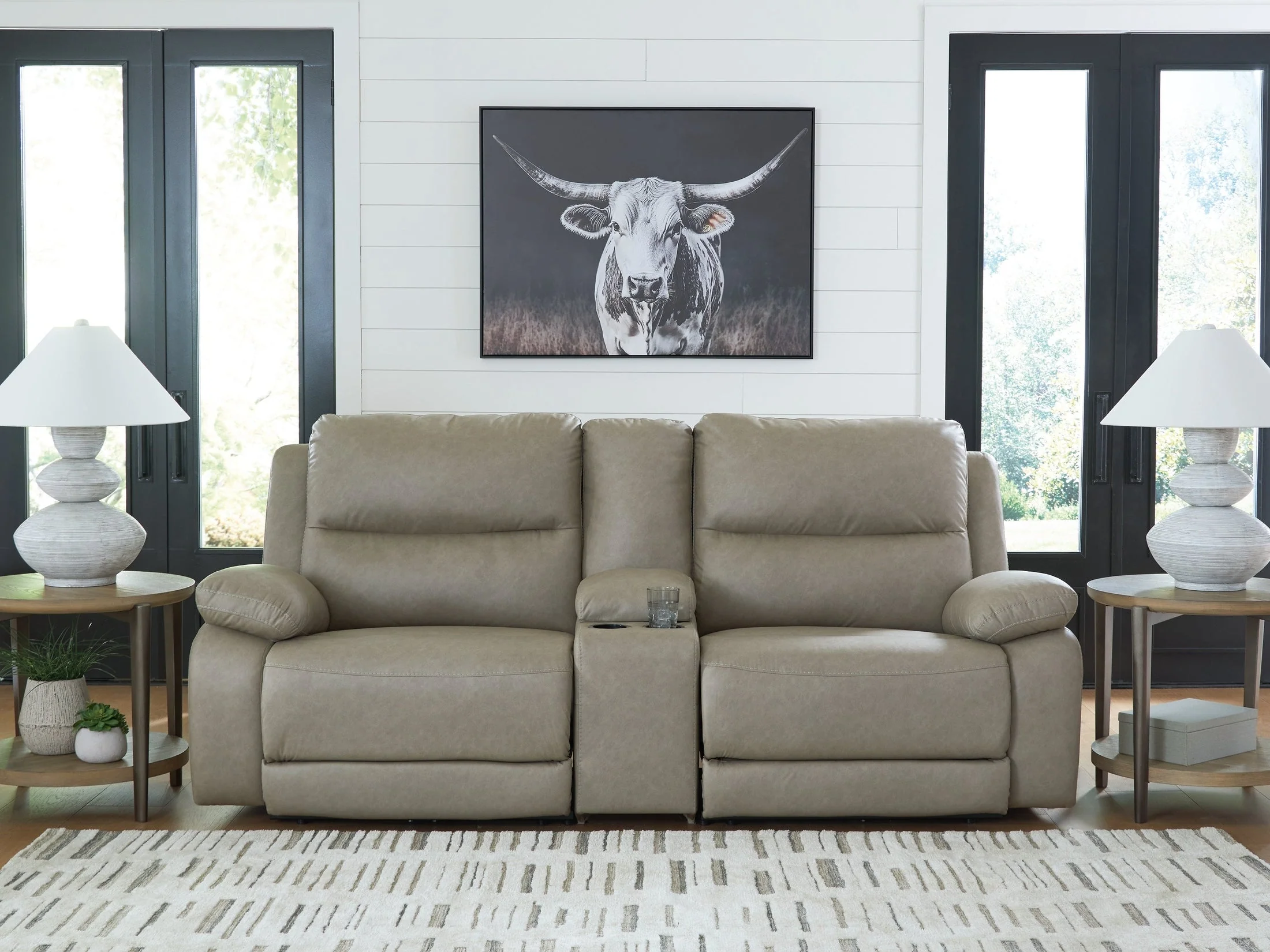 Narwhal Place Pebble 3-Piece Power Reclining Modular Loveseat with Console