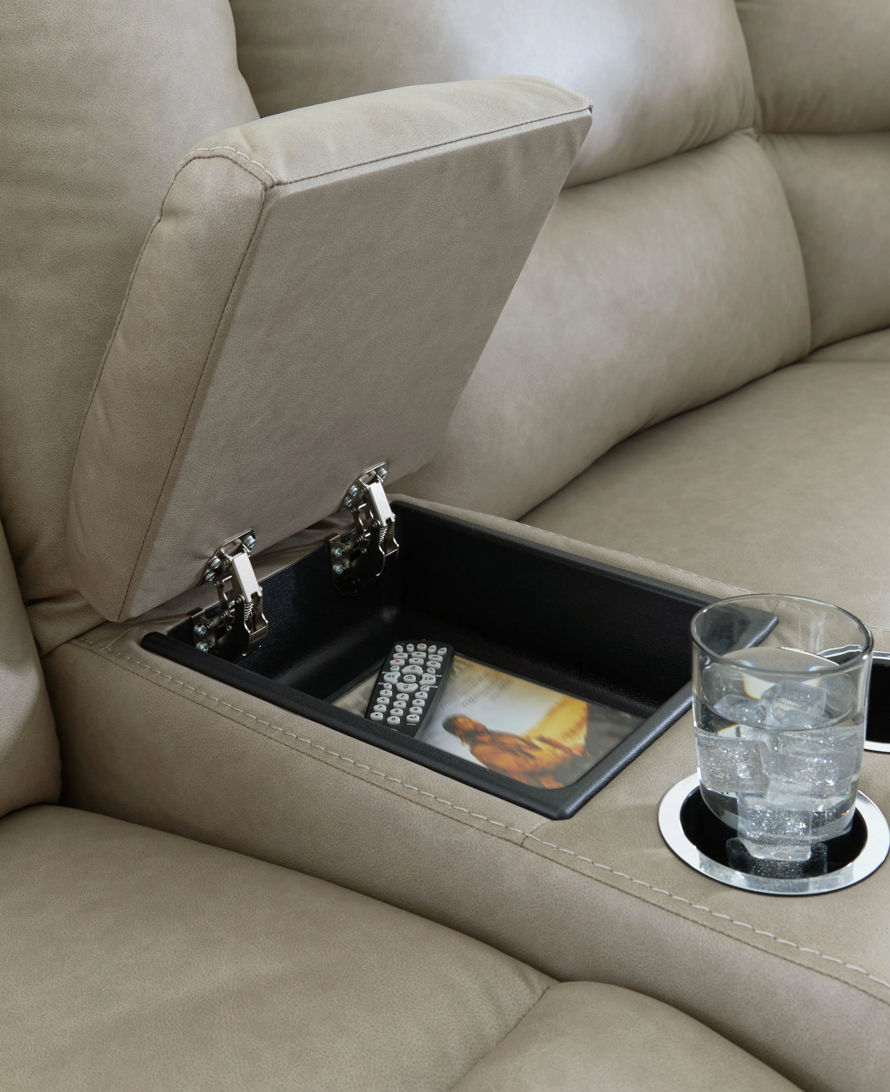 Narwhal Place Pebble 3-Piece Power Reclining Modular Loveseat with Console - Image 5