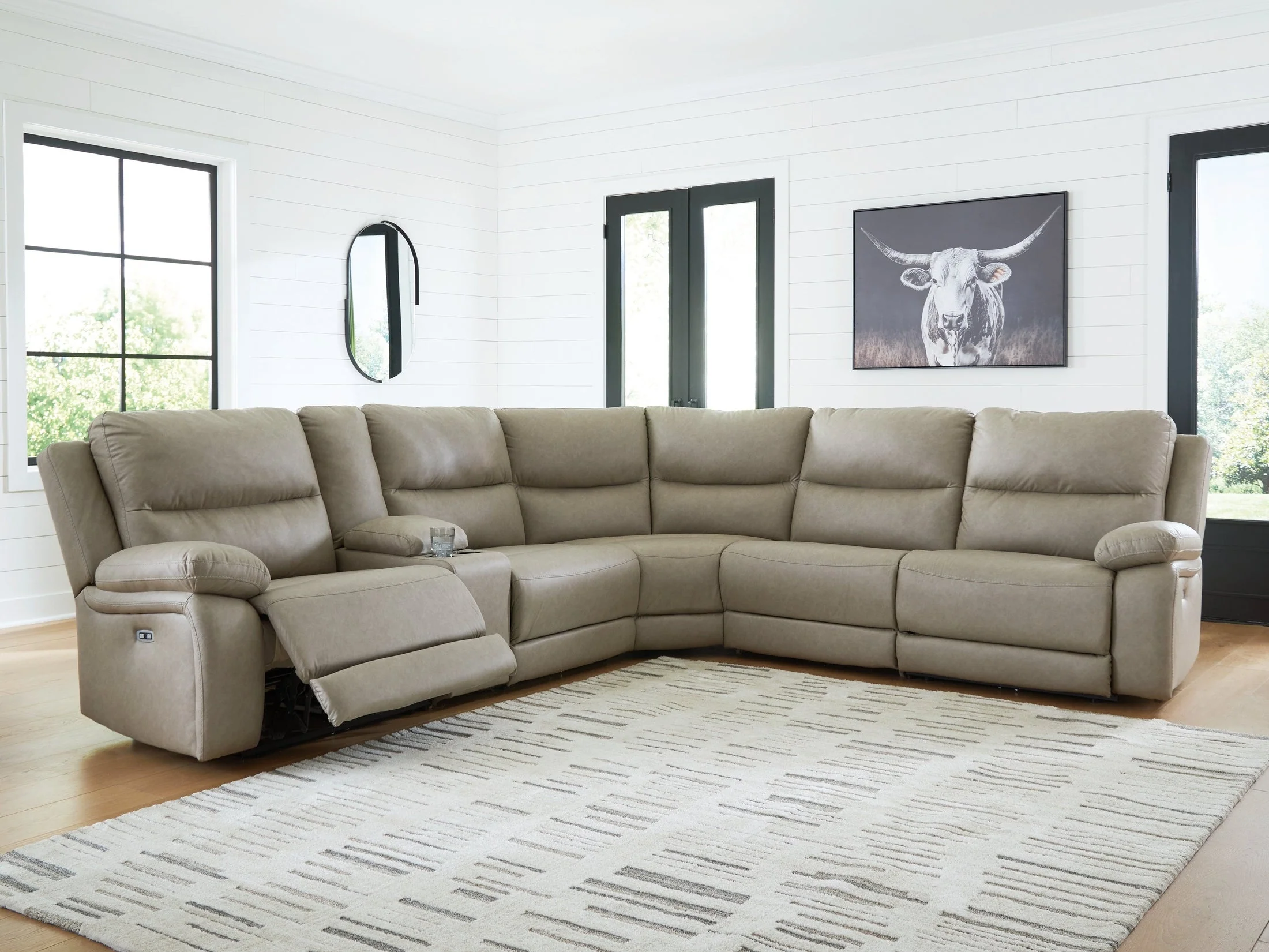 Narwhal Place Pebble 6-Piece Power Reclining Sectional with Storage Console