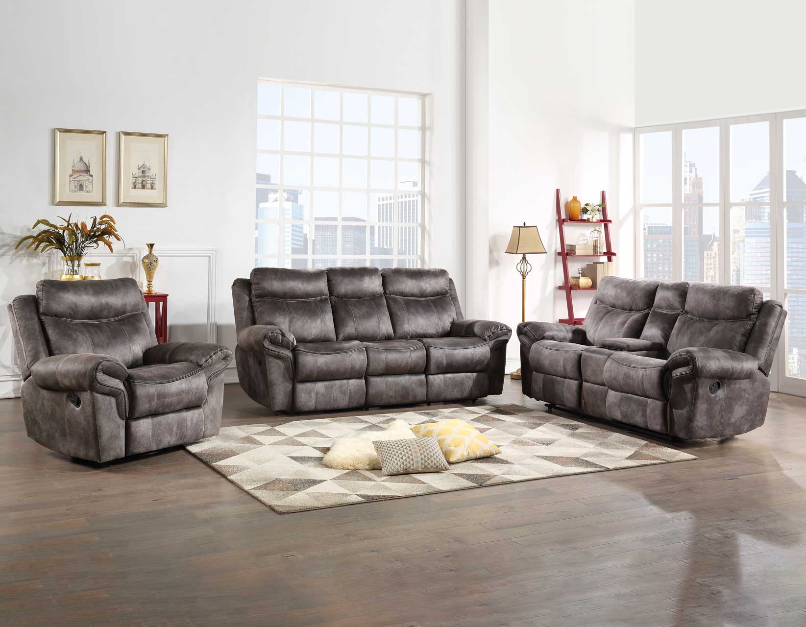 Nashville Gray 3-Piece Manual Reclining Set - Image 34