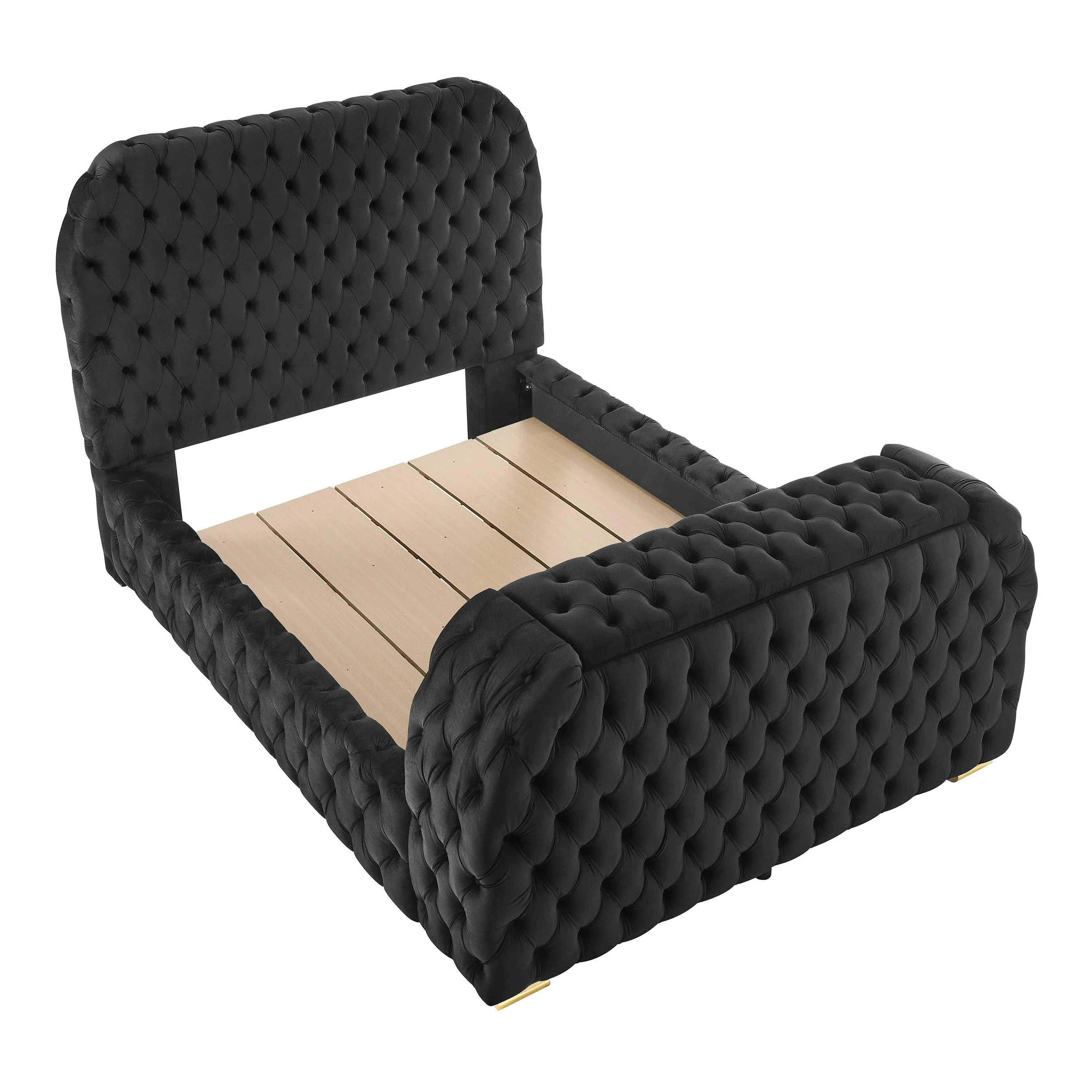 Natalia Black King Upholstered Fireplace Bed with TV Lift - Image 4