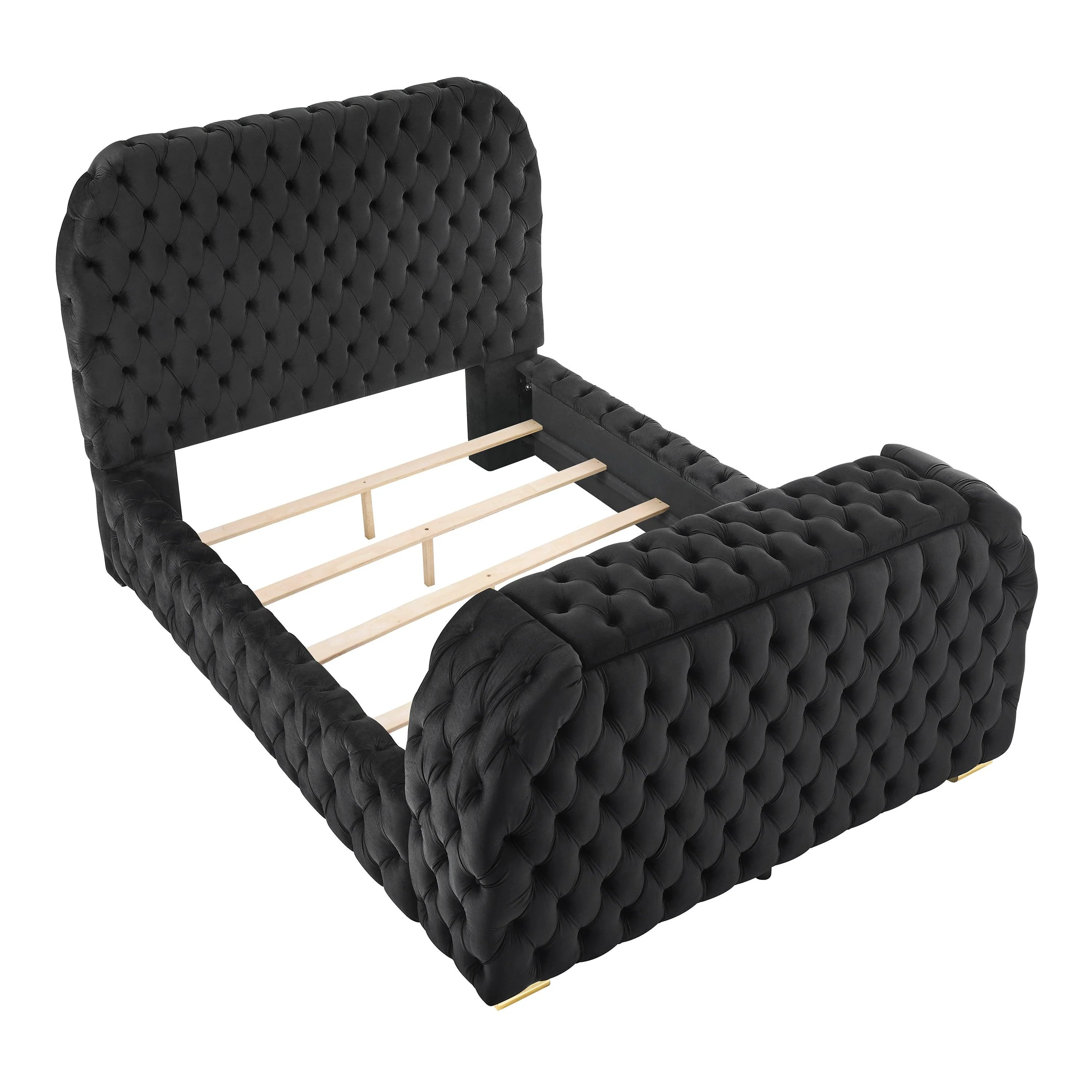 Natalia Black King Upholstered Fireplace Bed with TV Lift - Image 5