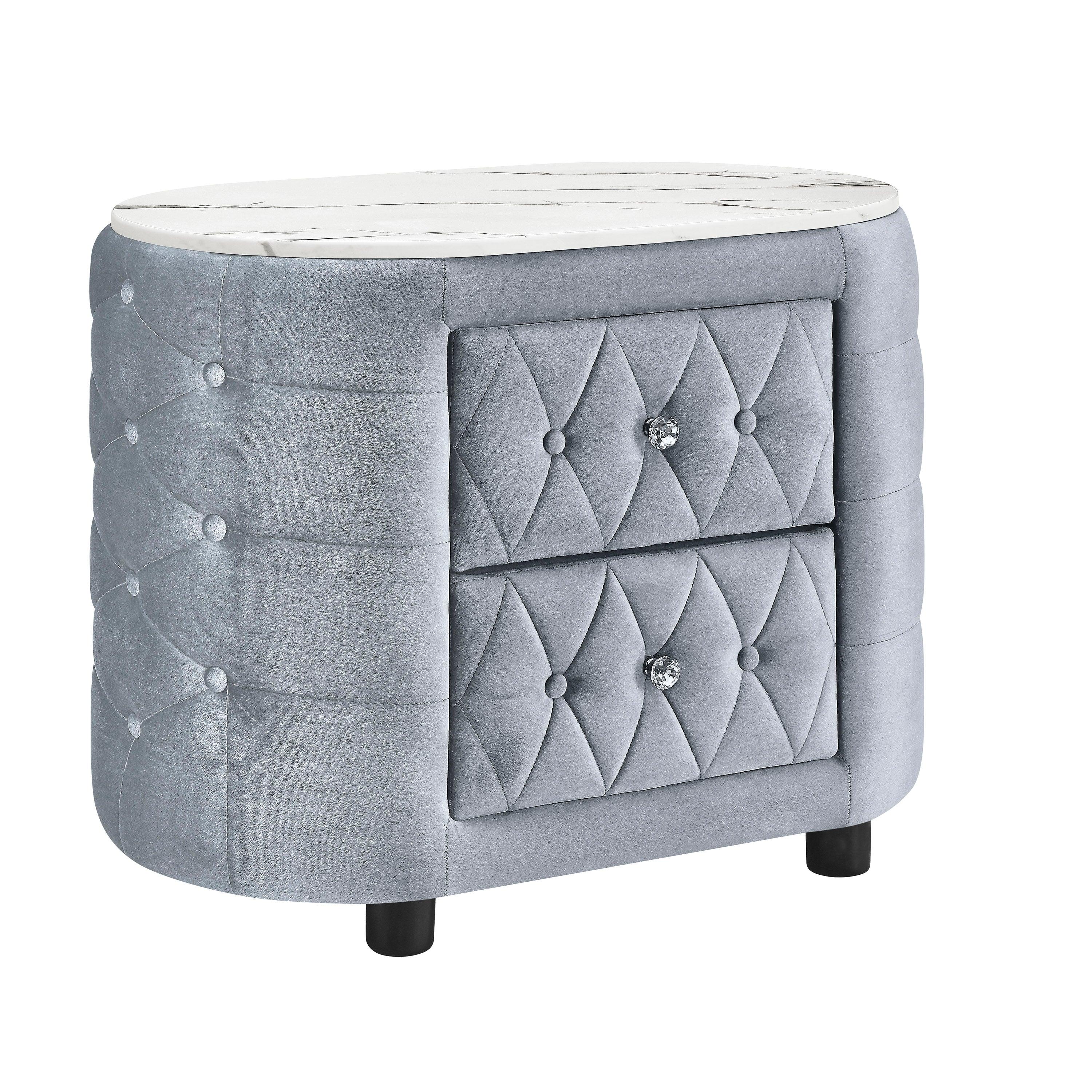 Natalia Gray Upholstered Bedroom Set with TV Lift - Image 4