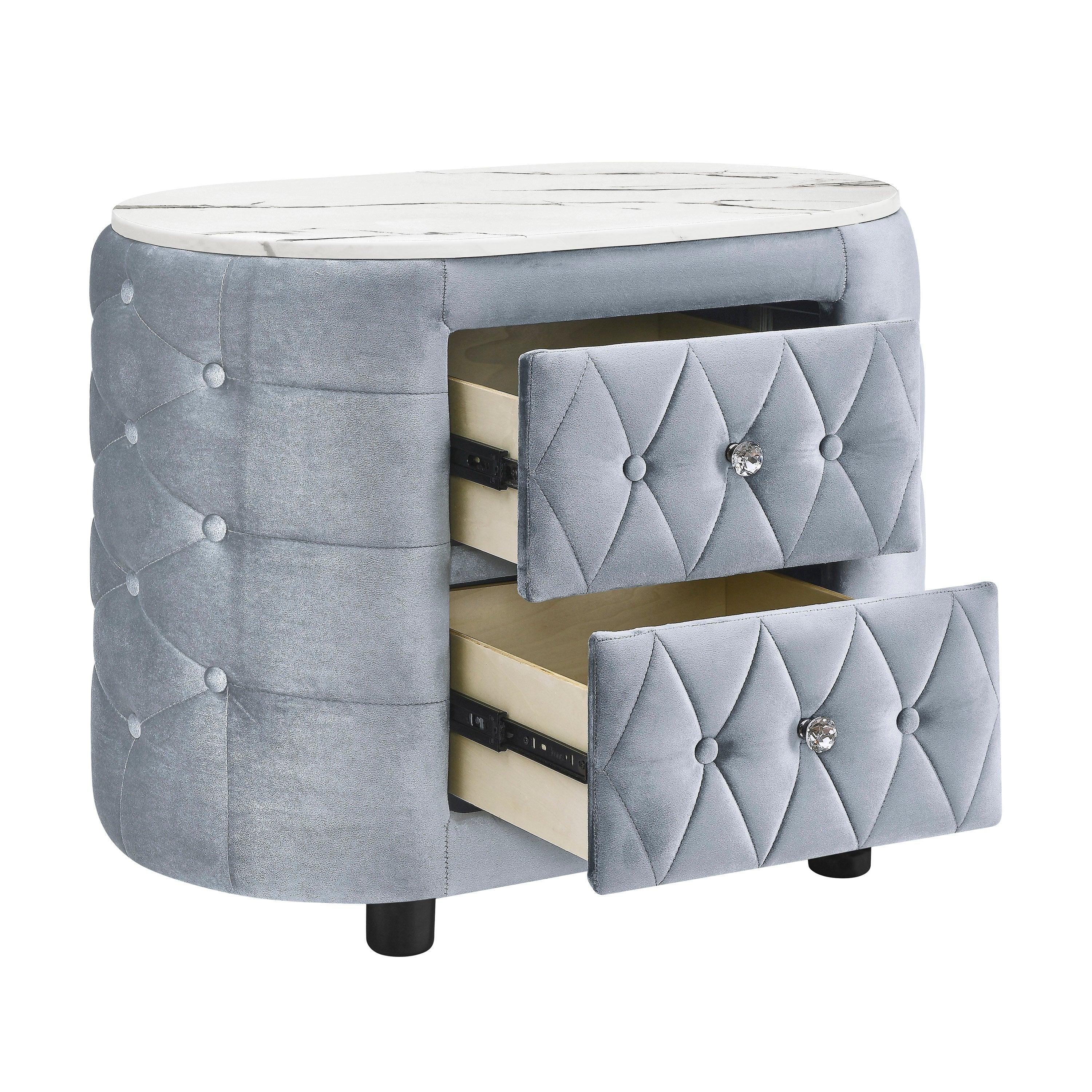 Natalia Gray Upholstered Bedroom Set with TV Lift - Image 7